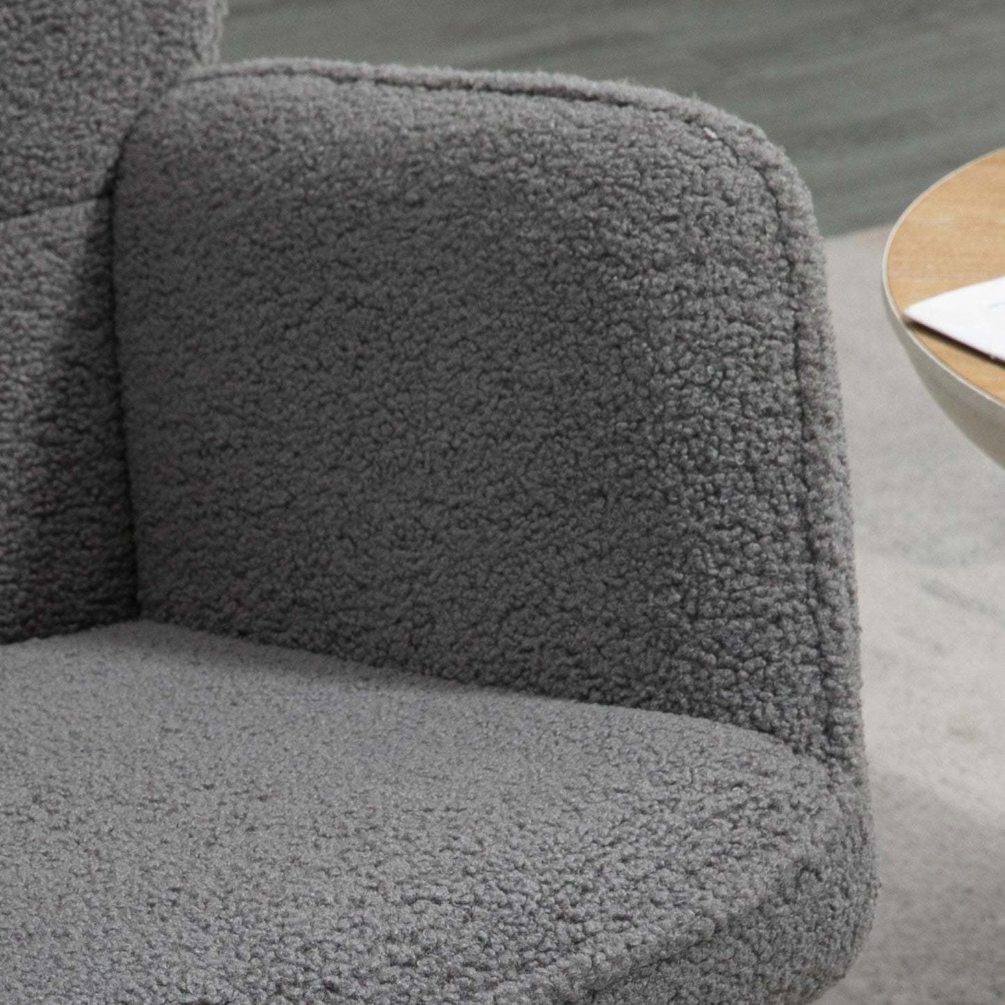 HOMCOM Wingback Rocking Chair with Wooden Base, Fleece Glider Rocker for Nursing, Modern Armchair - Dark Grey