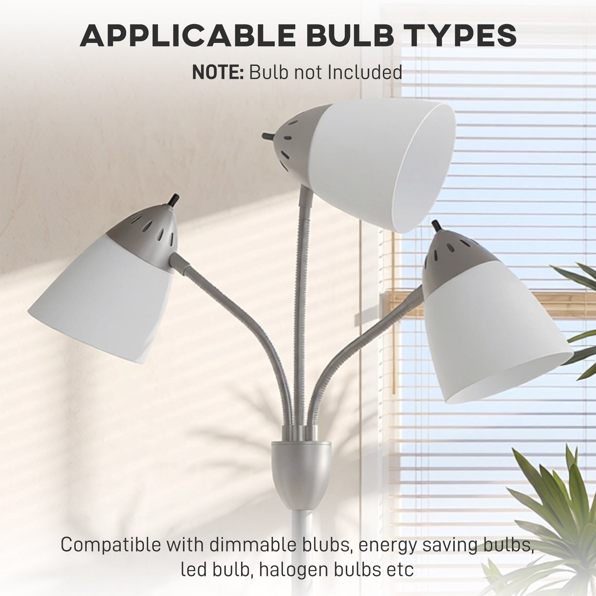 Arc Tree Floor Lamp with 3 Adjustable Rotating Lights, Industrial Standing Lamp with Steel Frame for Bedroom Living Room, 155cm, Silver Tone