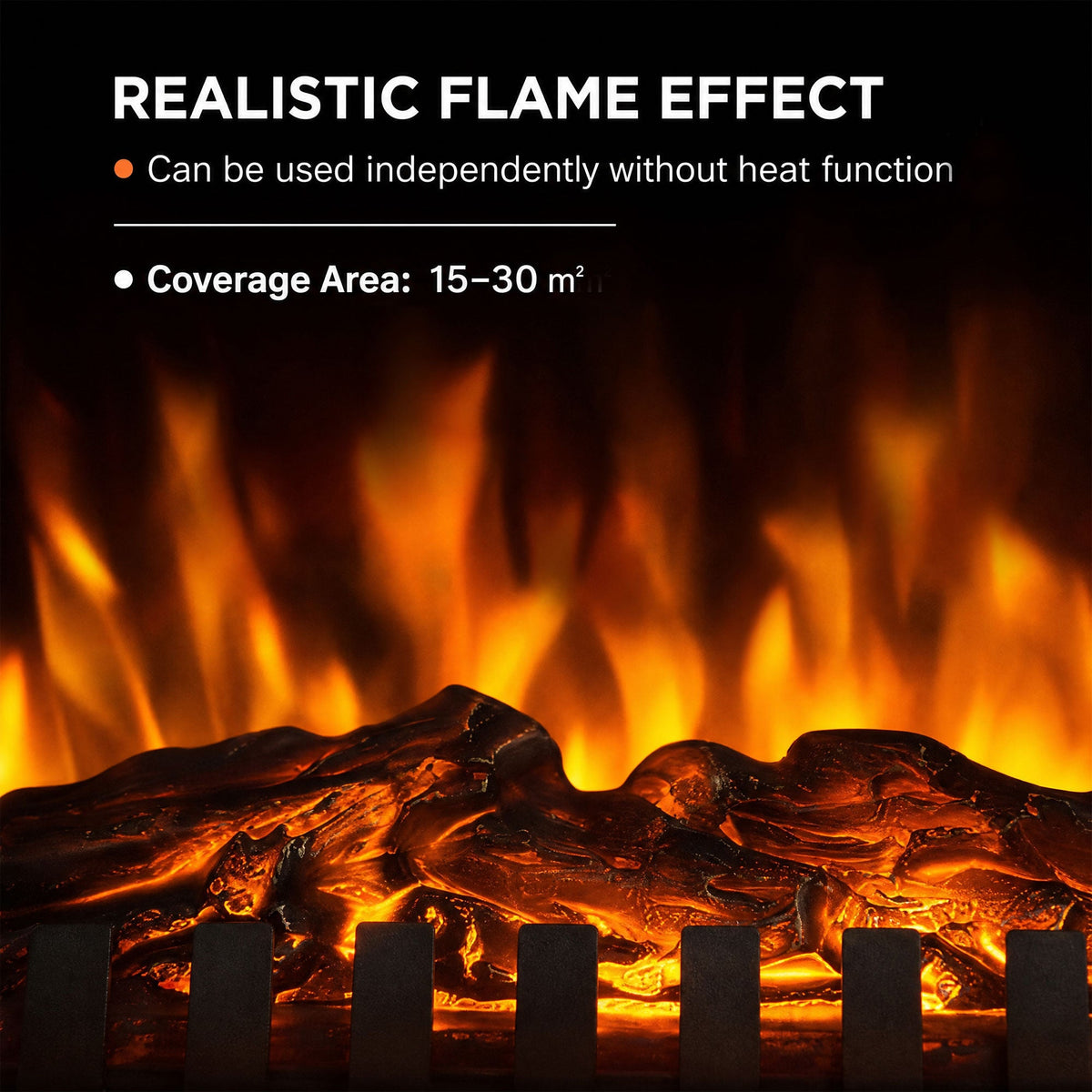 Electric Fireplace Stove Heater with 3D Flame Effect, 2000W/1000W, Freestanding Portable Fireplace with Adjustable Thermostat, 2 Heat Settings for Living Room, Grey