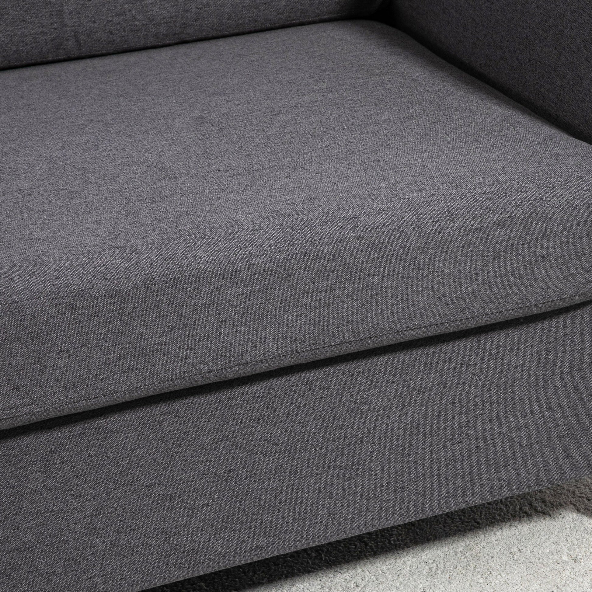 HOMCOM 2 Seater Sofa, Compact Loveseat, Fabric Couch with Wood Legs and Armrest, for Living Room and Home Office Dark Grey