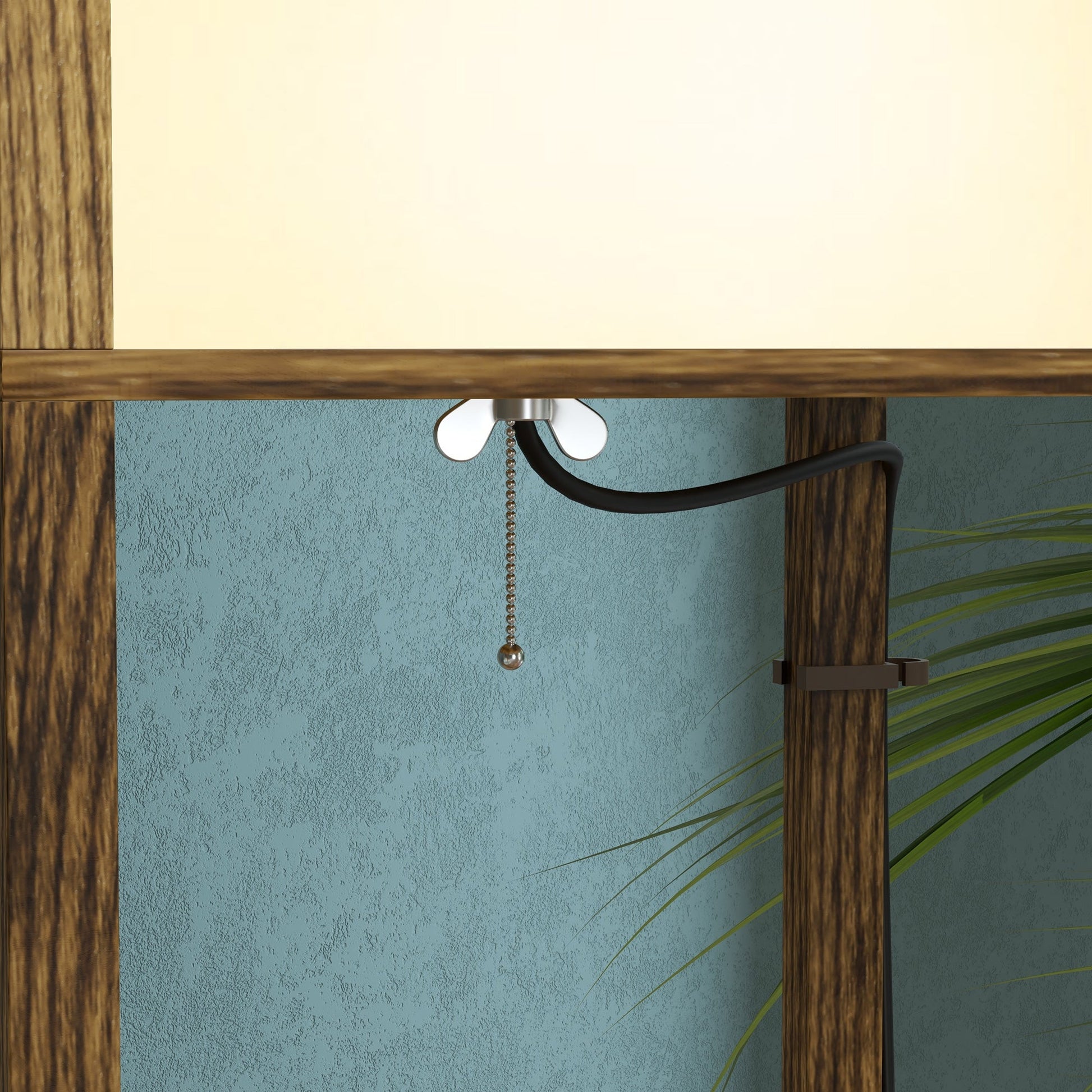 HOMCOM Floor Lamp with Shelves and Dual Light, Modern Corner Standing Lamp for Living Room, Bedroom, Bulb not Included, Rustic Brown