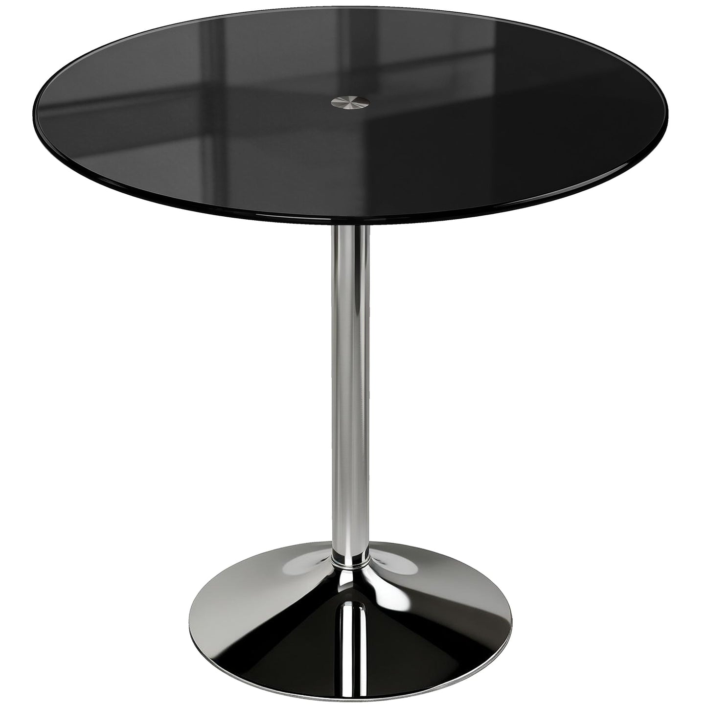 Round Bar Table, Modern Dining Table with Tempered Glass Top and Steel Frame for 4, Easy Assembly for Breakfast Bar, Dining Room, 80 x 80 x 77cm, Black