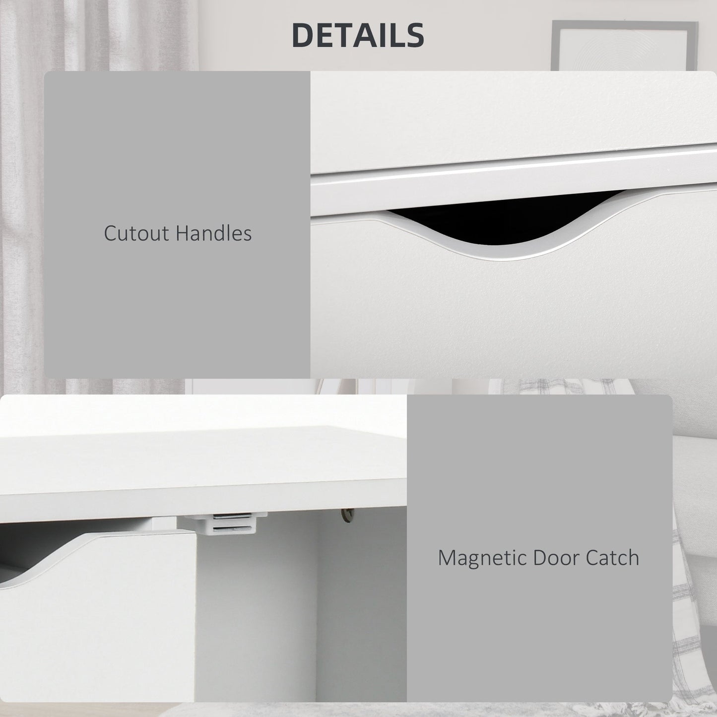 HOMCOM Bathroom Floor Cabinet, Freestanding Storage Unit with 4 Drawers and Door Cupboard for Living Room, Kitchen, Bedroom, White