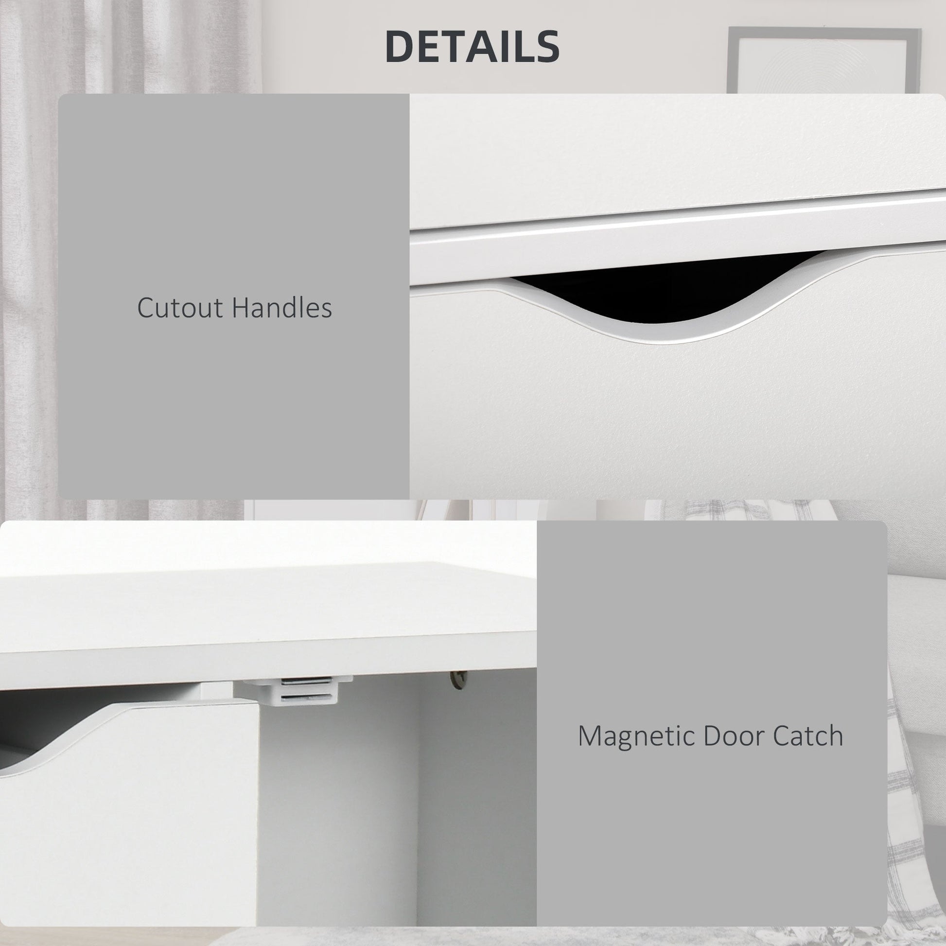 HOMCOM Bathroom Floor Cabinet, Freestanding Storage Unit with 4 Drawers and Door Cupboard for Living Room, Kitchen, Bedroom, White