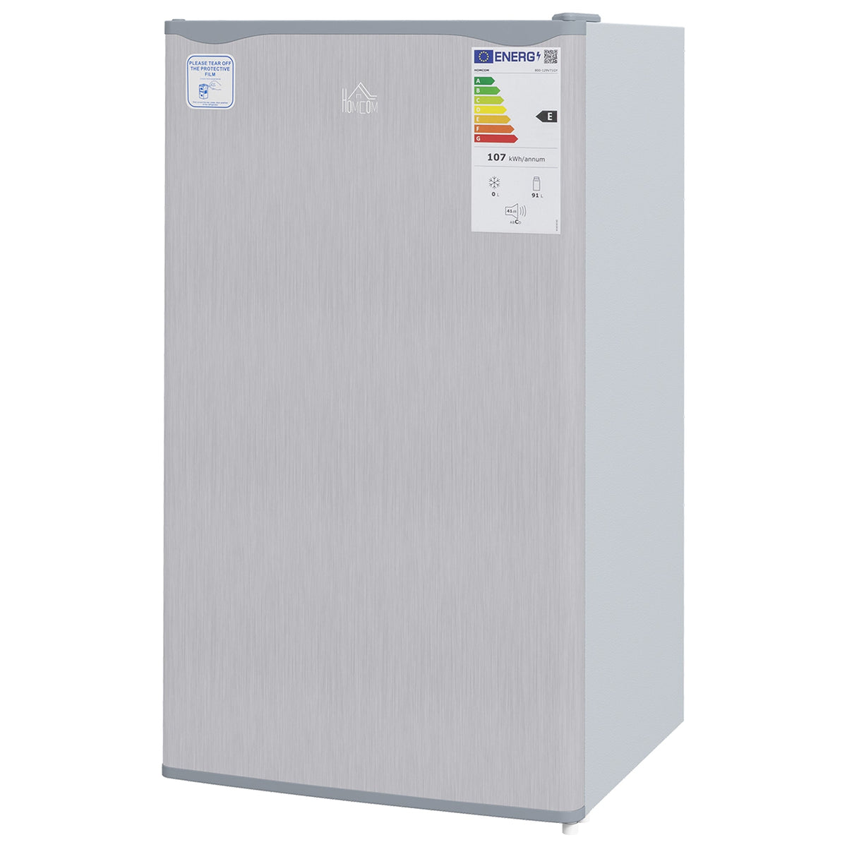 HOMCOM 91 Litre Freestanding Under Counter Fridge Freezer with Chiller Box, Reversible Door, Adjustable Thermostat, 47.5cm Wide, Grey