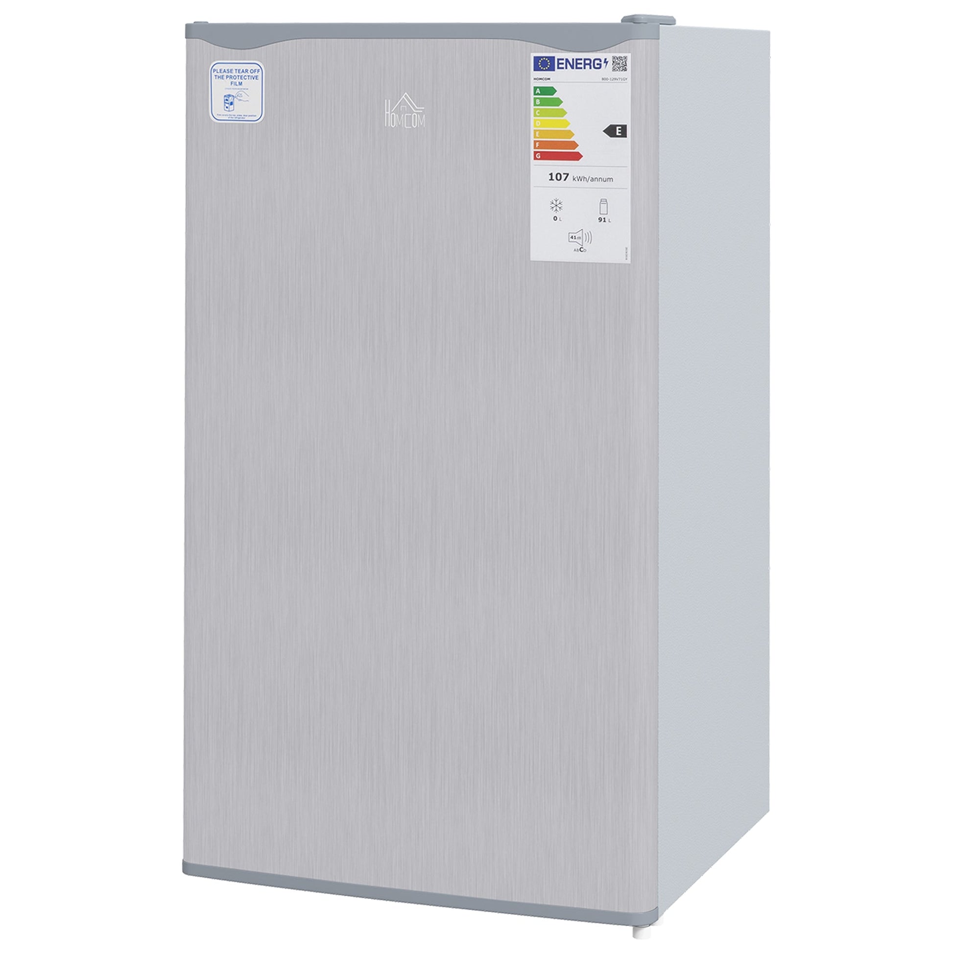 HOMCOM 91 Litre Freestanding Under Counter Fridge Freezer with Chiller Box, Reversible Door, Adjustable Thermostat, 47.5cm Wide, Grey