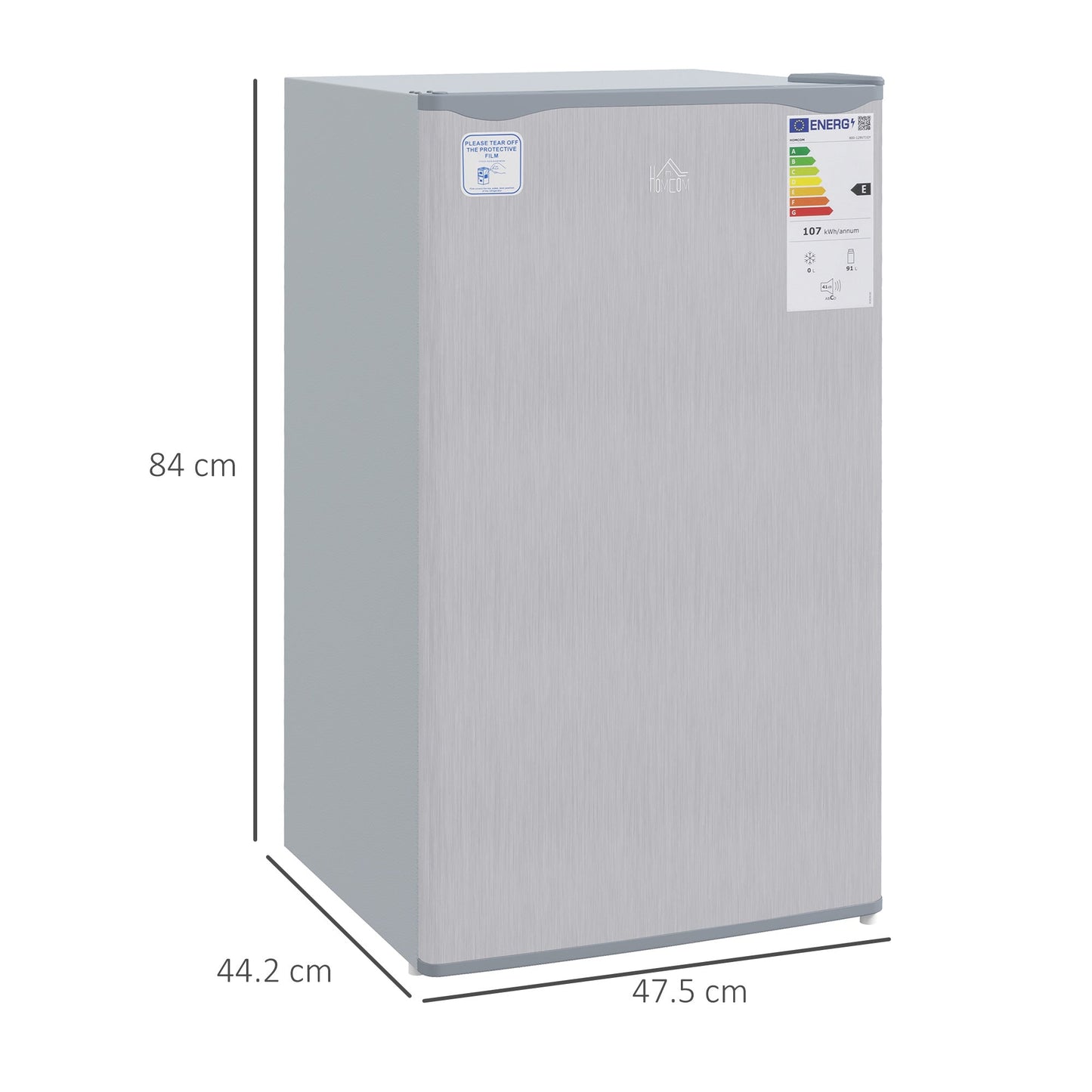 HOMCOM 91 Litre Freestanding Under Counter Fridge Freezer with Chiller Box, Reversible Door, Adjustable Thermostat, 47.5cm Wide, Grey
