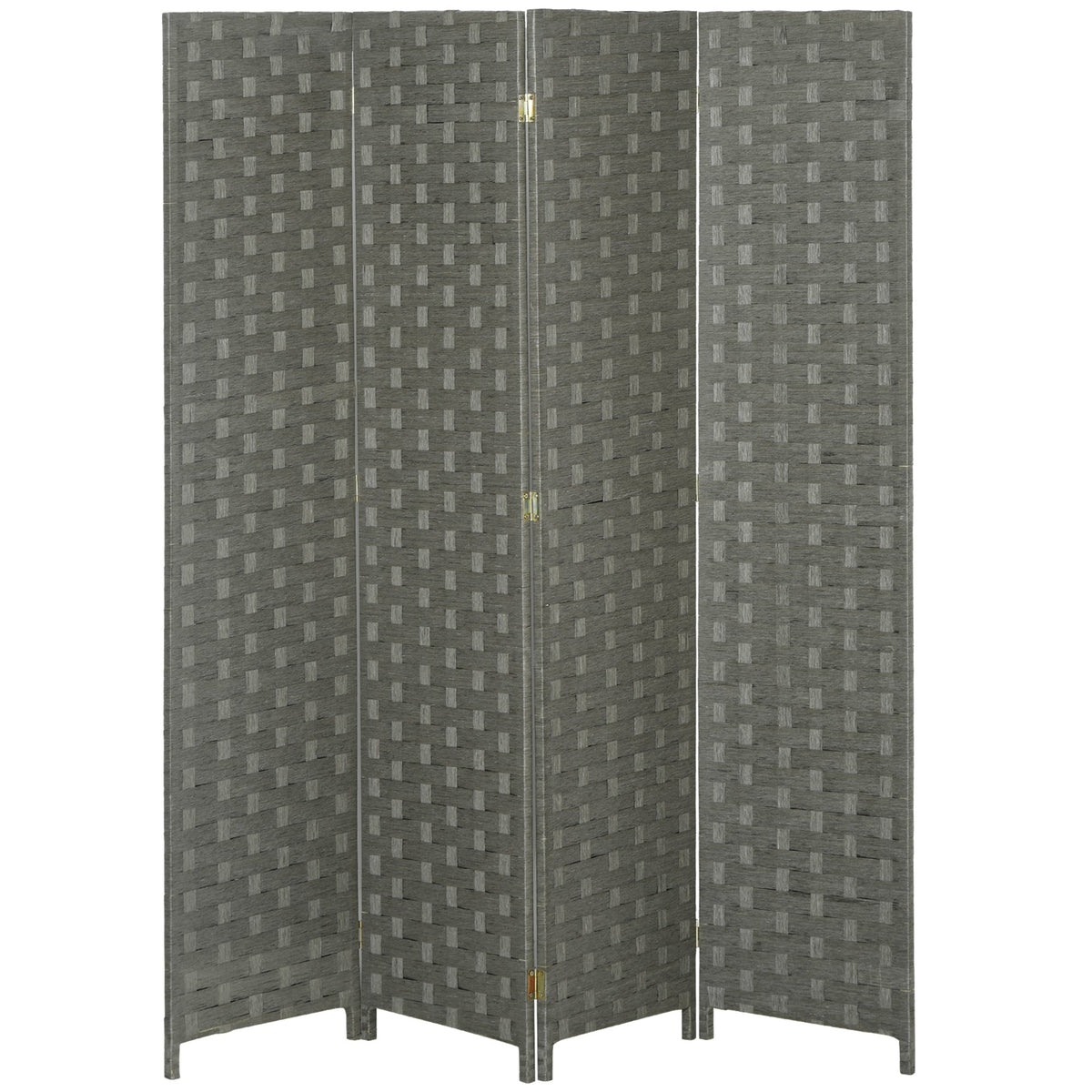 HOMCOM 4-Panel Room Dividers, Wave Fibre Freestanding Folding Privacy Screen Panels, Partition Wall Divider for Indoor Bedroom Office, 170 cm, Grey