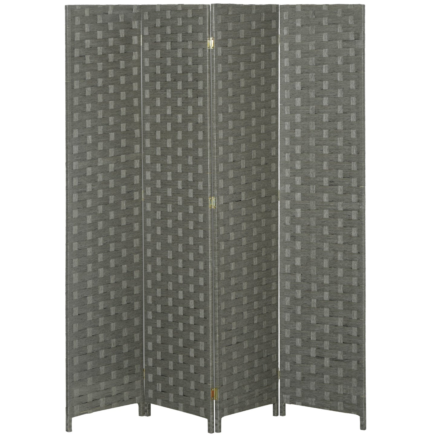 HOMCOM 4-Panel Room Dividers, Wave Fibre Freestanding Folding Privacy Screen Panels, Partition Wall Divider for Indoor Bedroom Office, 170 cm, Grey