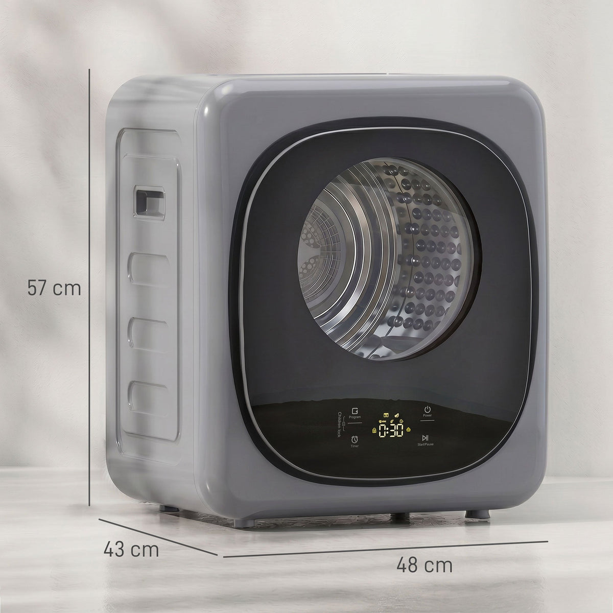 Vented Tumble Dryer, 4kg Wet Laundry/2.5kg Dry Capacity, 57cm Height 800W Compact Freestanding Clothes Drying Machine with 5 Drying Modes, Sensor Dry for Apartment, Dorm, RVs, Silver