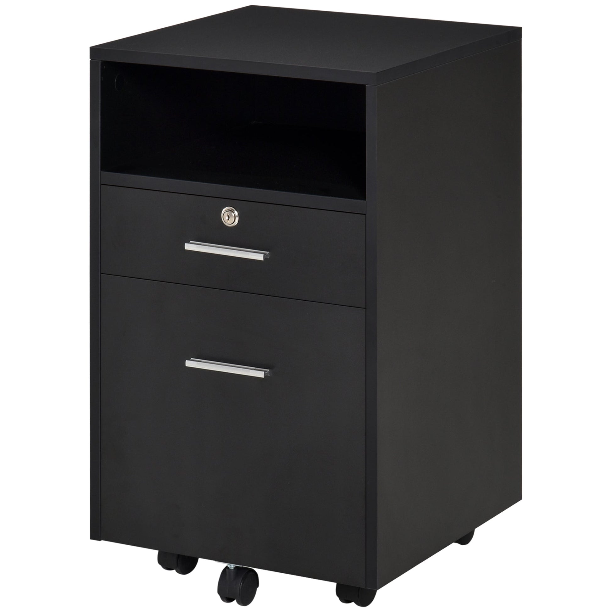 Vinsetto Mobile File Cabinet Lockable Storage Unit Cupboard for A4 Letter Home Filing Furniture for Office, Bedroom and Living Room, 39x40x65cm, Black