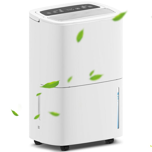 HOMCOM 20L/Day Dehumidifier with Continuous Drainage, 5L Water Tank, 24H Timer, Digital Humidity Display, Humidity Light, Dehumidifier for Home Damp, Bedroom, Condensation, Mould, Laundry Drying
