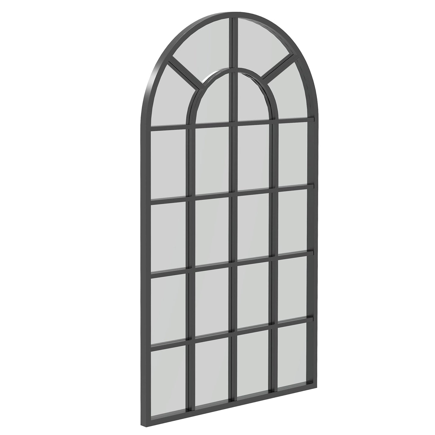 HOMCOM Modern Arched Wall Mirror, 110 x 62 cm Window Mirror for Living Room, Bedroom, Hallway, Black
