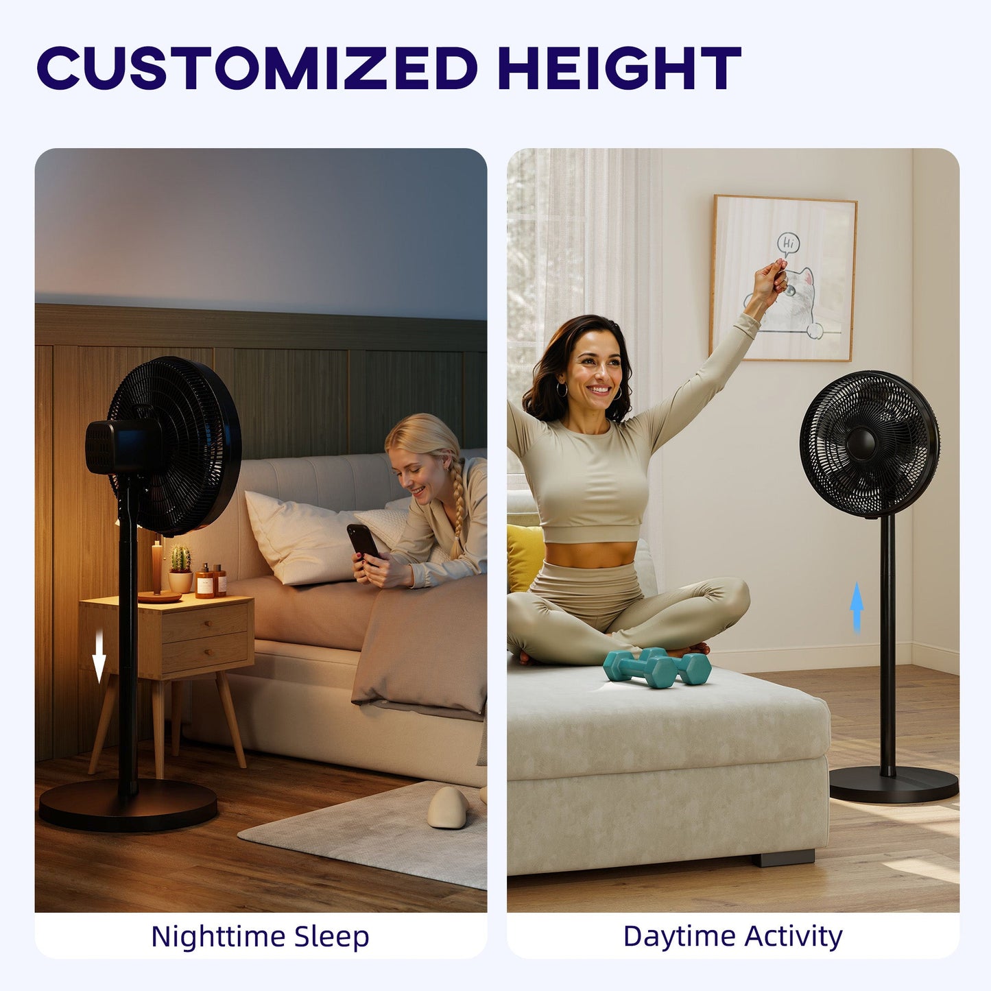 40 cm Standing Pedestal Fan, Quiet Electric Cooling Floor Fan with 80° Oscillating, Adjustable Tilt and Height, 4 Speed, 10H Timer, Remote Control, LED Display, for Home Office Bedroom, Black