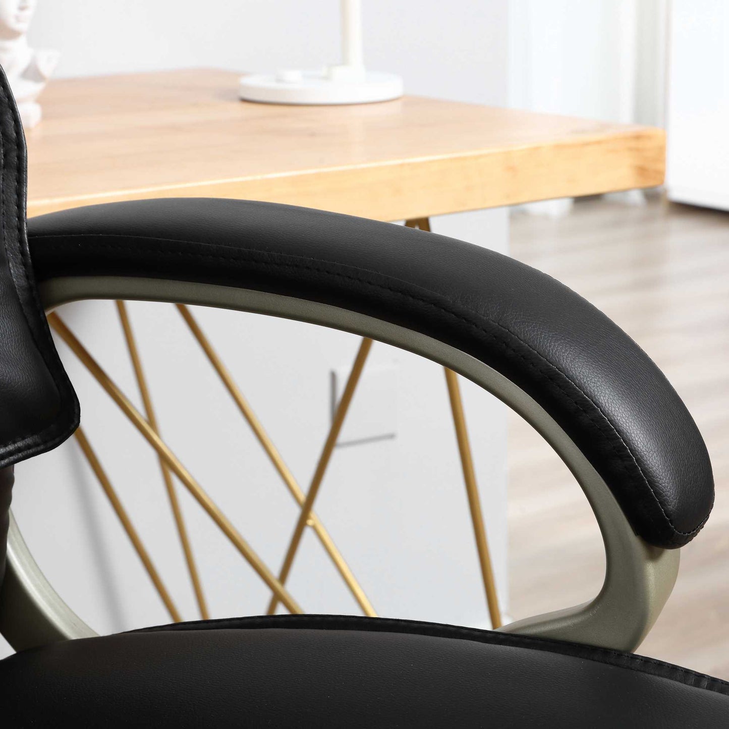 HOMCOM High Back Computer Office Chair Faux Leather Swivel Desk Chair with Adjustable Height Rocking Function Black