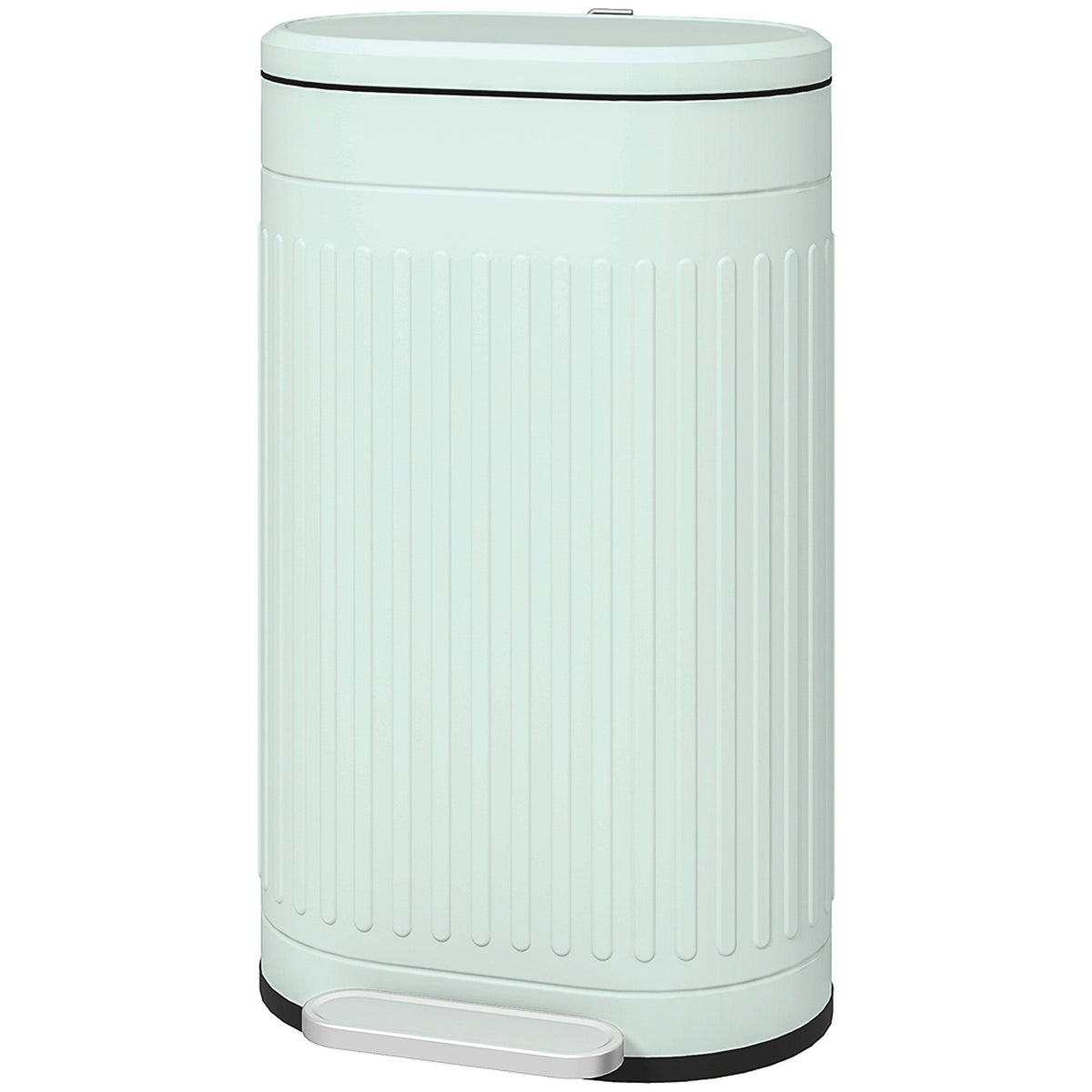 HOMCOM 30 Litre Pedal Bin, Fingerprint Proof Kitchen Bin with Soft-close Lid, Metal Rubbish Bin with Foot Pedal and Removable Inner Bucket, Light Green