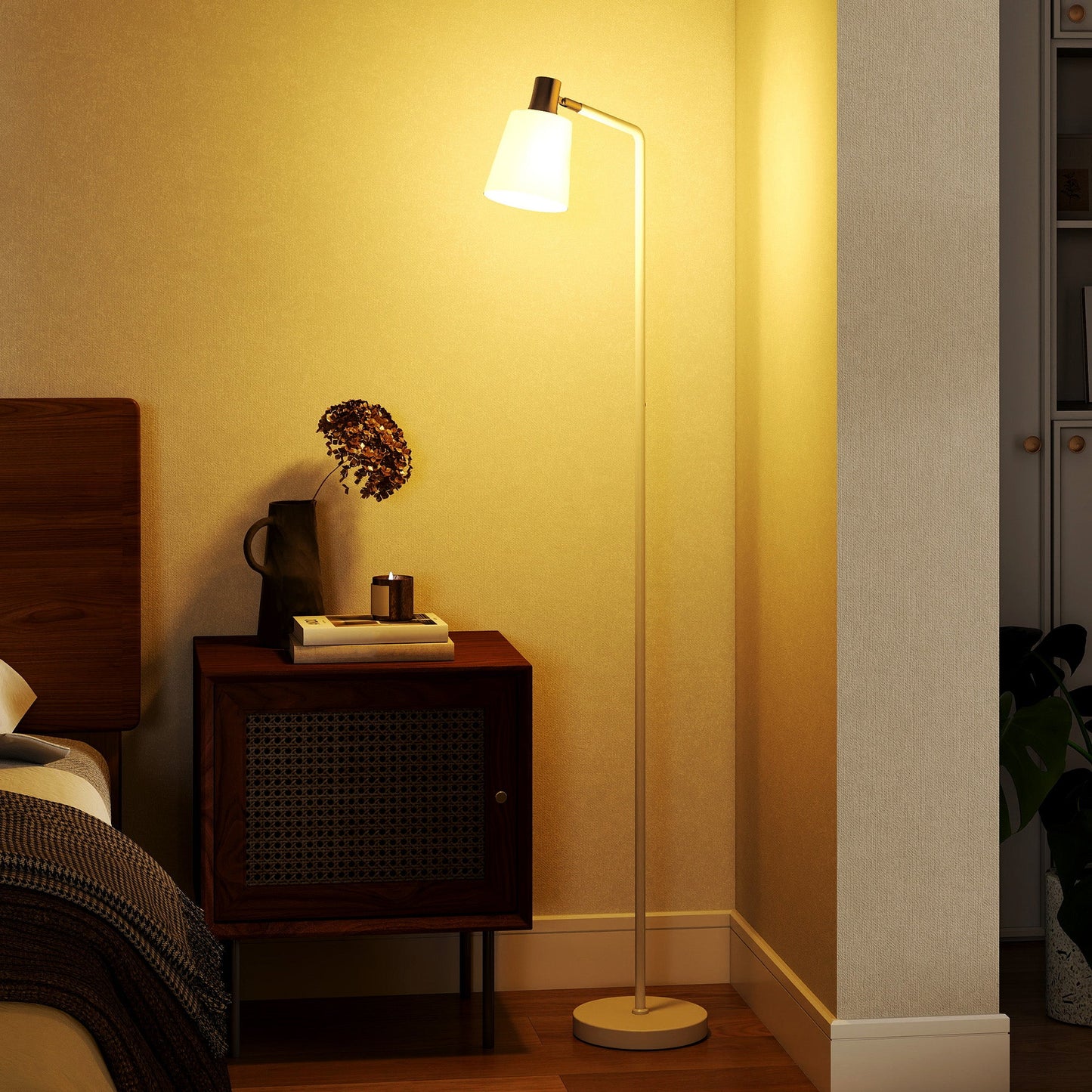 Floor Lamp with 350° Rotatable Head, Modern Standing Lamp with 3000K/4000K/6500K Colour Temperatures for Living Room Office, White