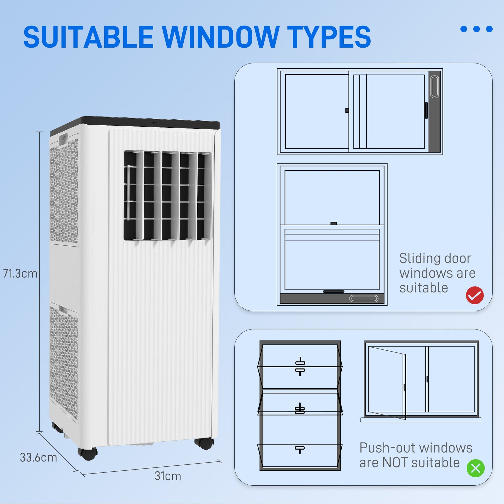 HOMCOM 7000 BTU Air Conditioning Unit, Smart Home WiFi App Compatible, 3-in-1 Portable Air Conditioner, Dehumidifier, Cooling Fan with 24H Timer, Remote, LED Display, 2 Speeds, Window Kit, 15m²