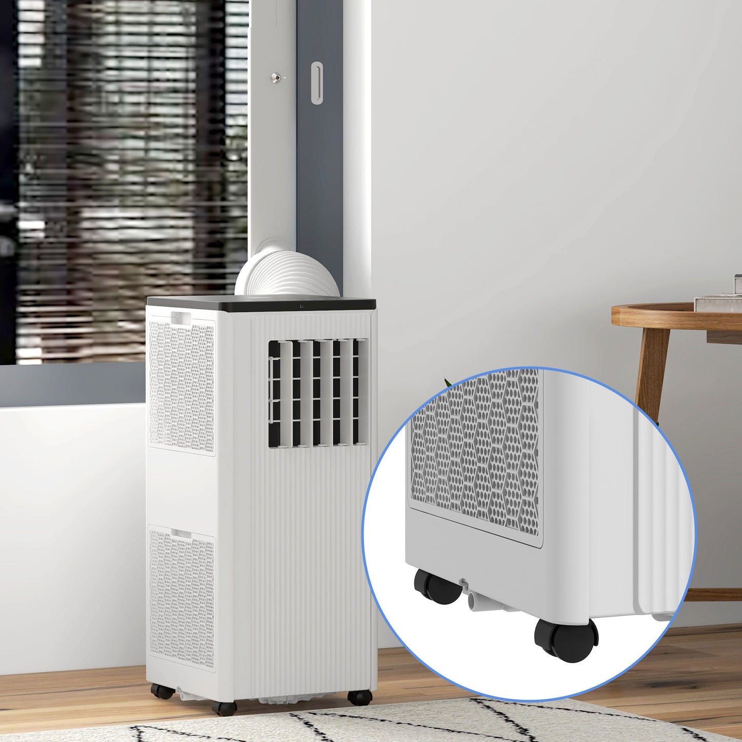 HOMCOM 7000 BTU Air Conditioning Unit, Smart Home WiFi App Compatible, 3-in-1 Portable Air Conditioner, Dehumidifier, Cooling Fan with 24H Timer, Remote, LED Display, 2 Speeds, Window Kit, 15m²