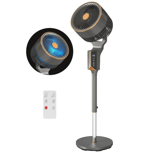 20 dB Silent Standing Fan for Bedroom, 46" Pedestal Fan with 65° Oscillating, 85° Vertical Tilt, 8 Speeds, Remote Control, 12H Timer, Adjustable Height, Grey