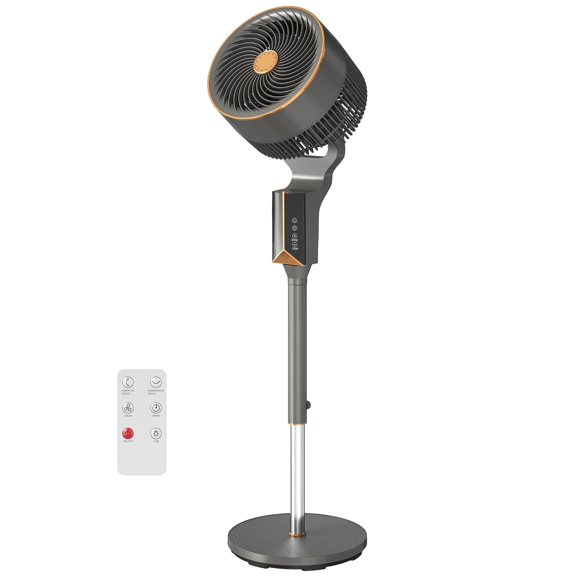 20 dB Silent Standing Fan for Bedroom, 46" Pedestal Fan with 65° Oscillating, 85° Vertical Tilt, 8 Speeds, Remote Control, 12H Timer, Adjustable Height, Grey