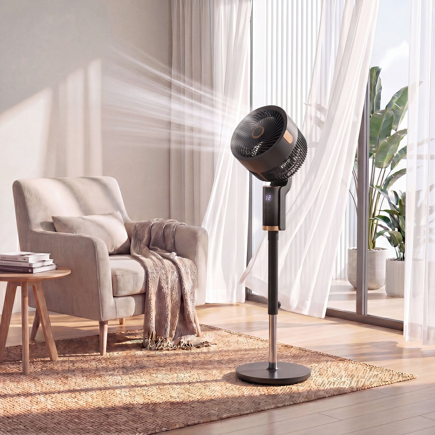 20 dB Silent Standing Fan for Bedroom, 44" Pedestal Fan with 55° Oscillating, 90° Vertical Tilt, 8 Speeds, LED Light, Remote Control, 12H Timer, Adjustable Height, Black