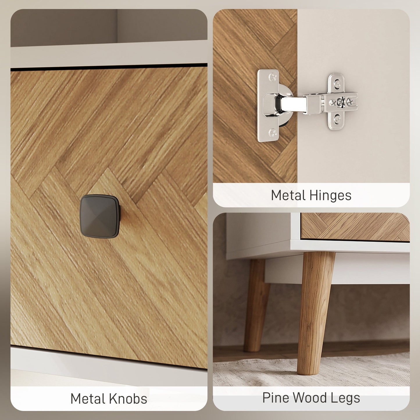 Modern Wardrobe Cabinet Wood-Effect Sticker Surface with 2 Hanging Rods, 2 Storage Shelves and 2 Drawers, 90 x 50 x 190 cm, White and Natural Wood Finish