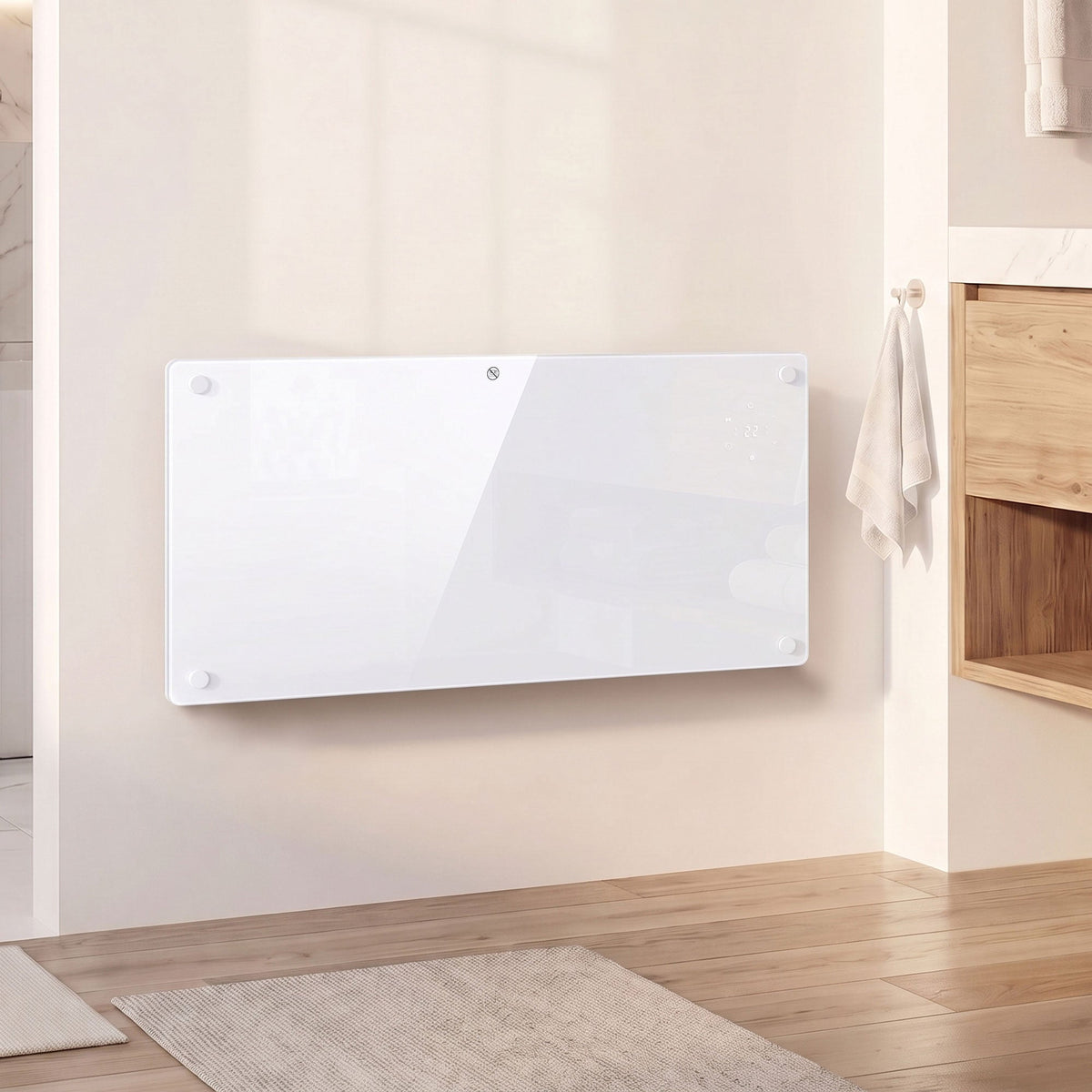 2000W Smart Glass Panel Heater Wall Mounted & Freestanding, Wifi Enabled, Works With Alexa & Google Home, Electric Heater with Weekly Timer, Open Window & Anti-Frost Mode, Thermostat, White