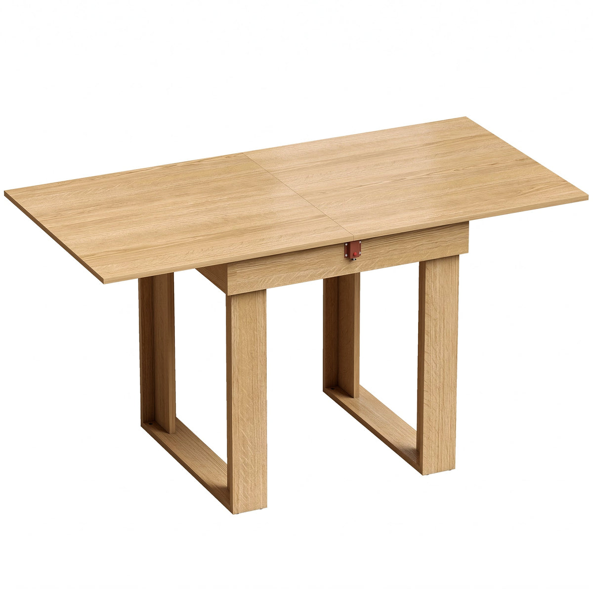 Folding Dining Table for 4 with Under-Table Storage, 70-140 cm Modern Extendable Kitchen Table with Steel Rail, Space-Saving for Kitchen, Dining Room, Oak Effect