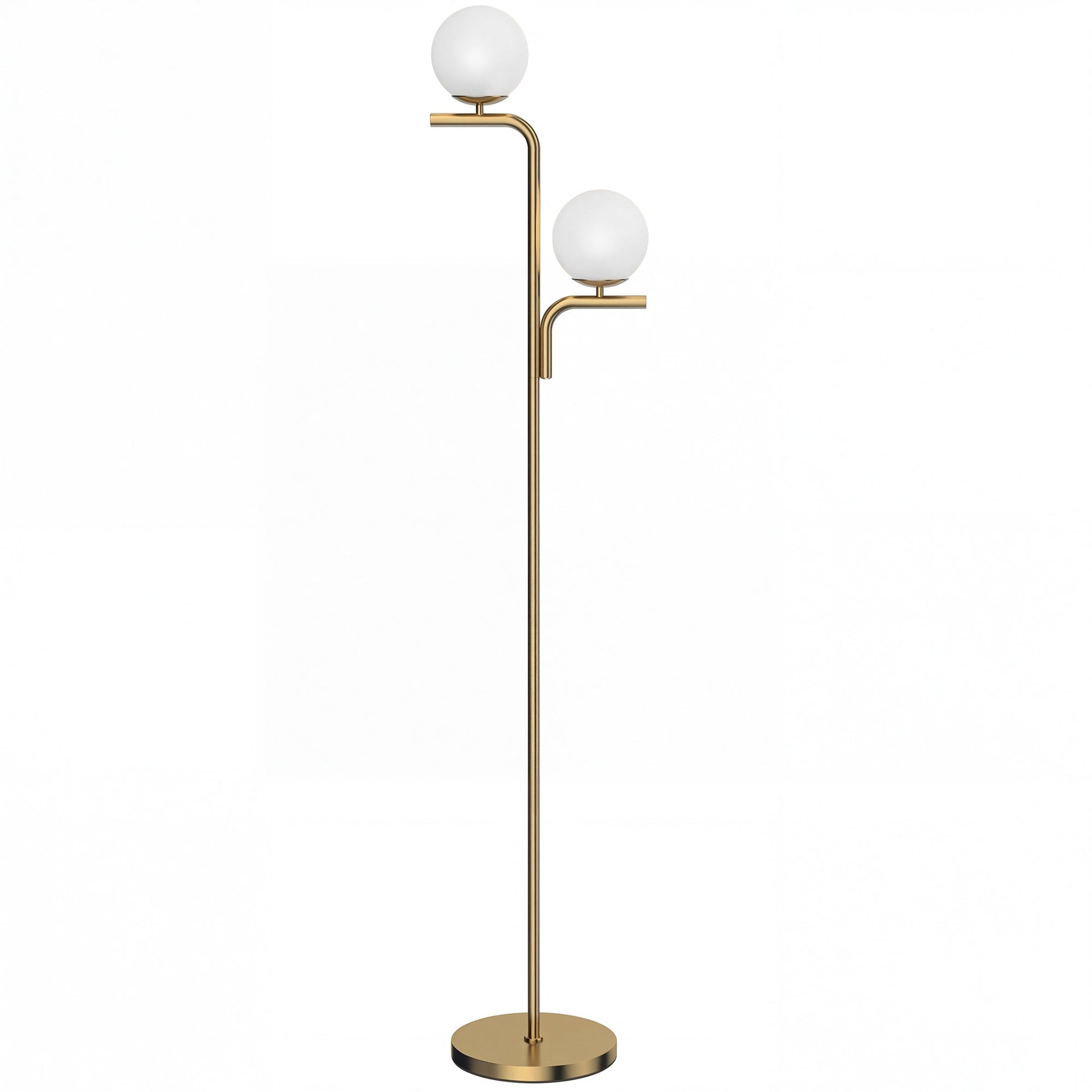 LED Floor Lamp, Modern Standing Lamp with 3 Colour Temperatures, Globe Glass Shades and Foot Switch, for Living Room Bedroom Home Office, Gold Tone
