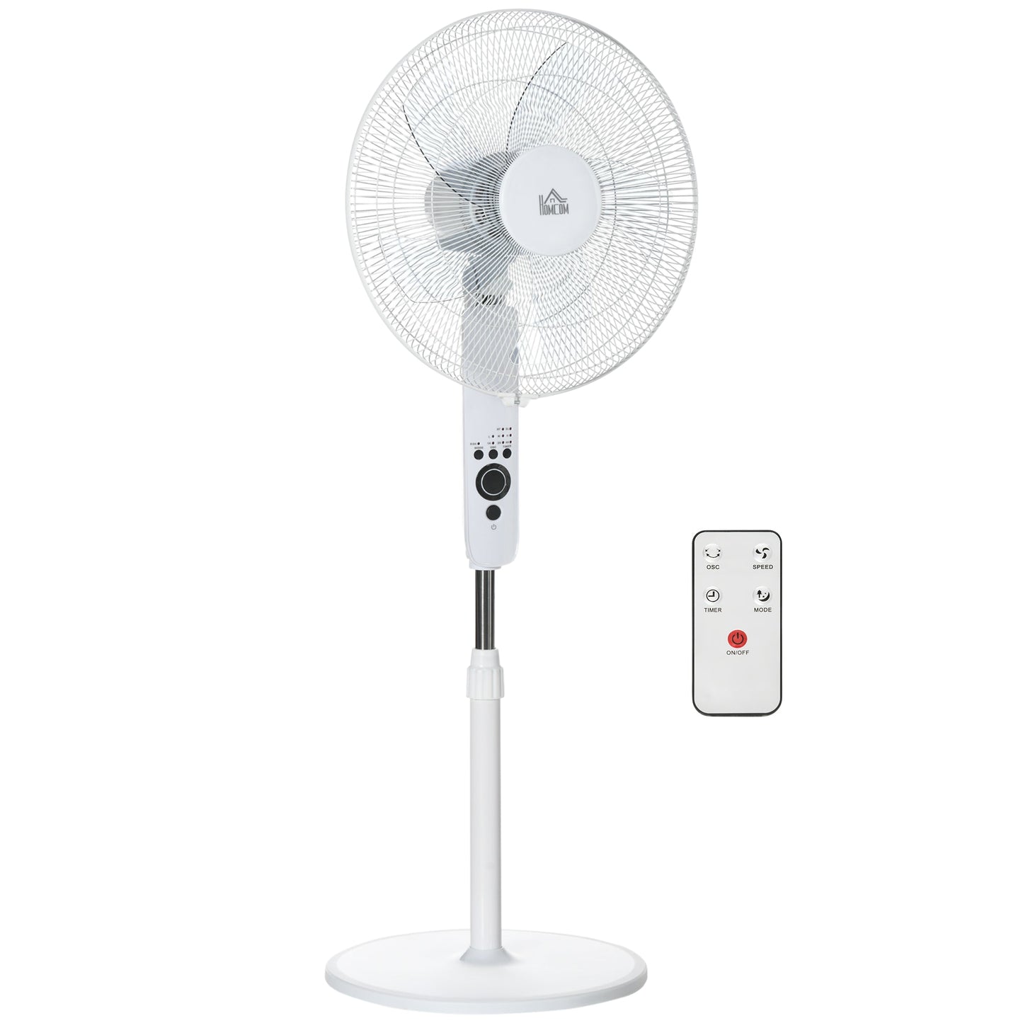 18" Pedestal Fan with Sleep Mode, Oscillating Standing Fan with 3 Modes, Remote Control, Floor Fan with Adjustable Height, 3 Speed, 7.5-Hour Timer, White
