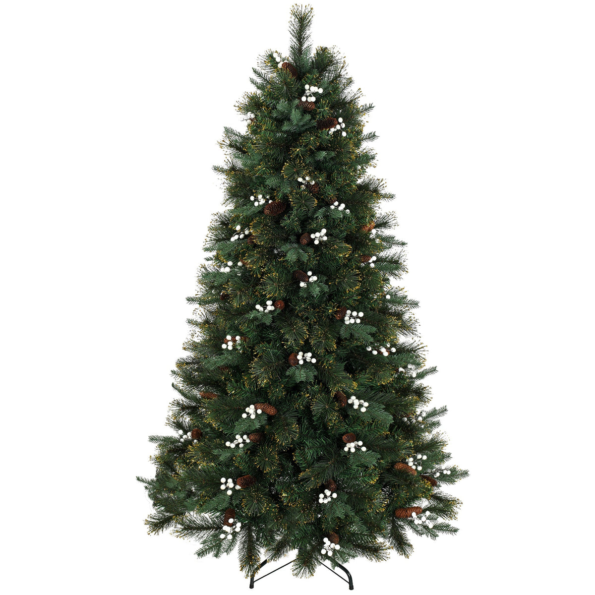 6ft/180cm Artificial Christmas Tree, Fir Hinged Xmas Tree with 716 Branch Tips, Foldable Metal Stand, Easy Assembly for Home Office Holiday Decoration, Green