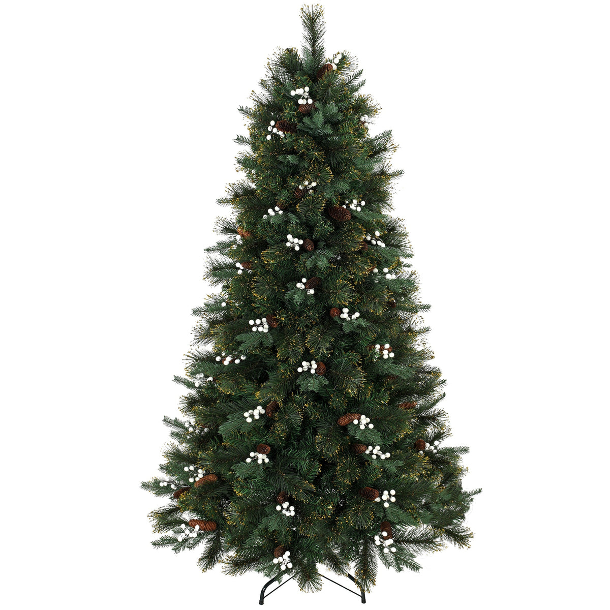 6ft/180cm Artificial Christmas Tree, Fir Hinged Xmas Tree with 716 Branch Tips, Foldable Metal Stand, Easy Assembly for Home Office Holiday Decoration, Green