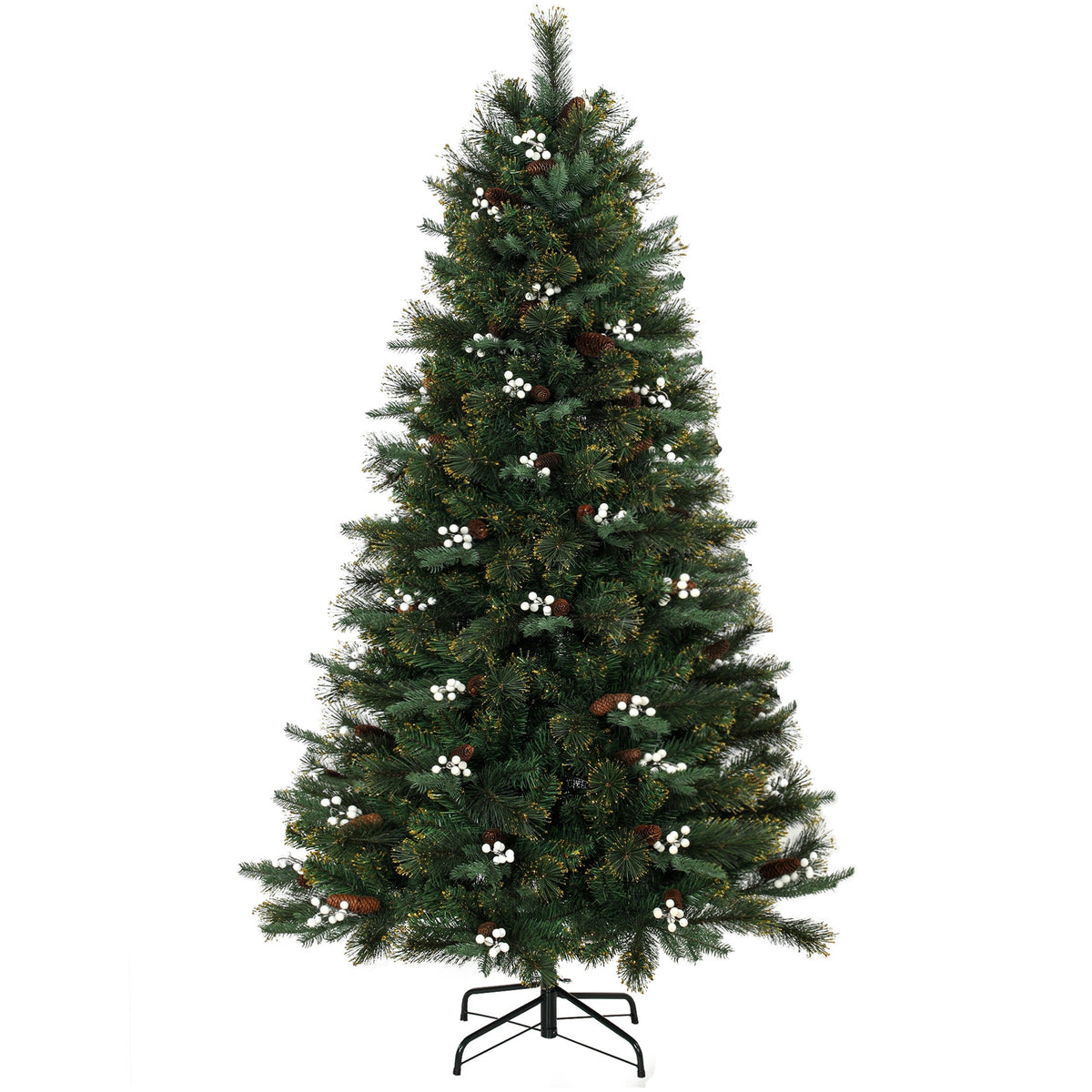 6ft/180cm Artificial Christmas Tree, Fir Hinged Xmas Tree with 716 Branch Tips, Foldable Metal Stand, Easy Assembly for Home Office Holiday Decoration, Green
