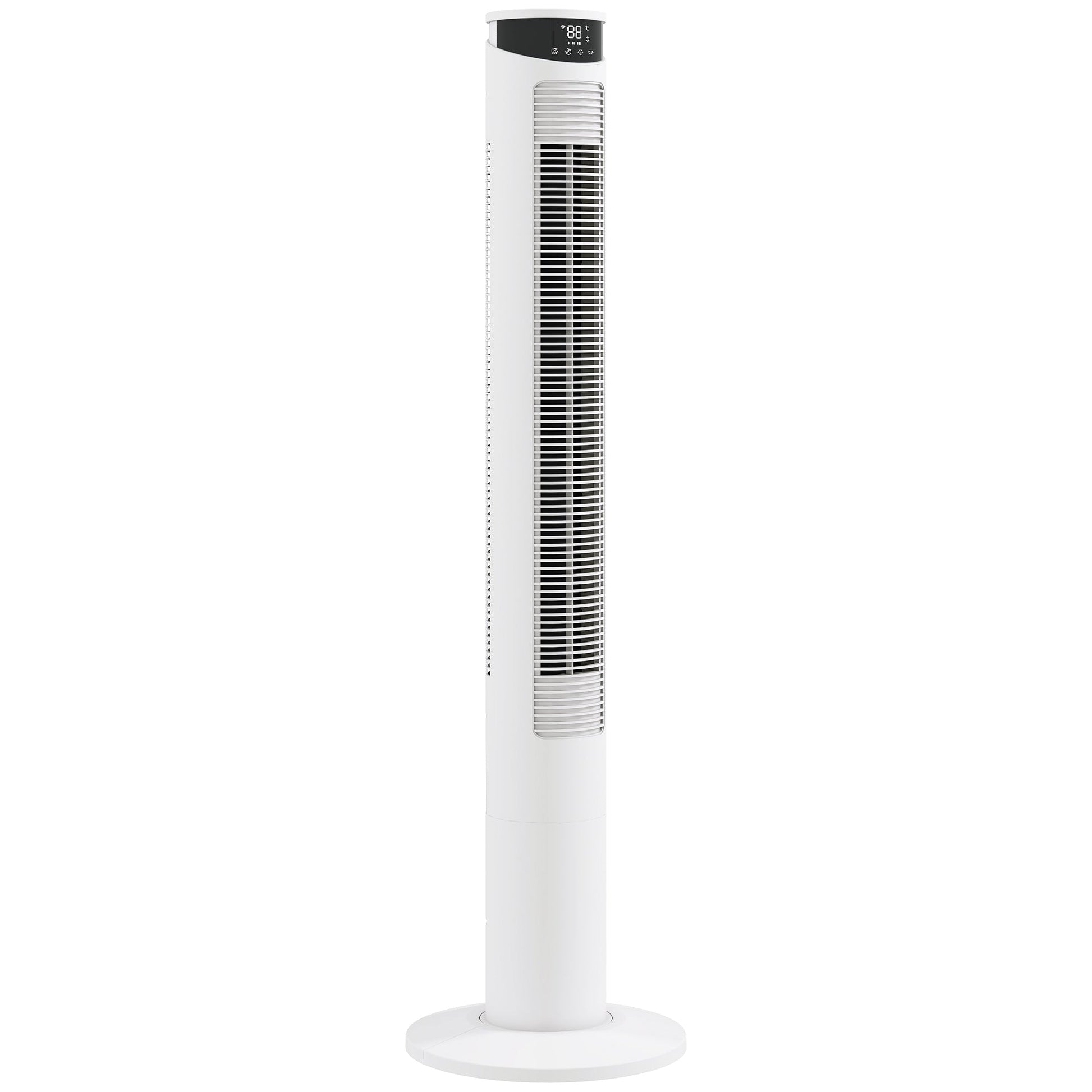 116 cm Tower Fan for Cooling, Standing Floor Fan with WiFi Control, 65° Oscillating, 12 Hour Timer, LED Display and Remote Control for Bedroom, Office, White