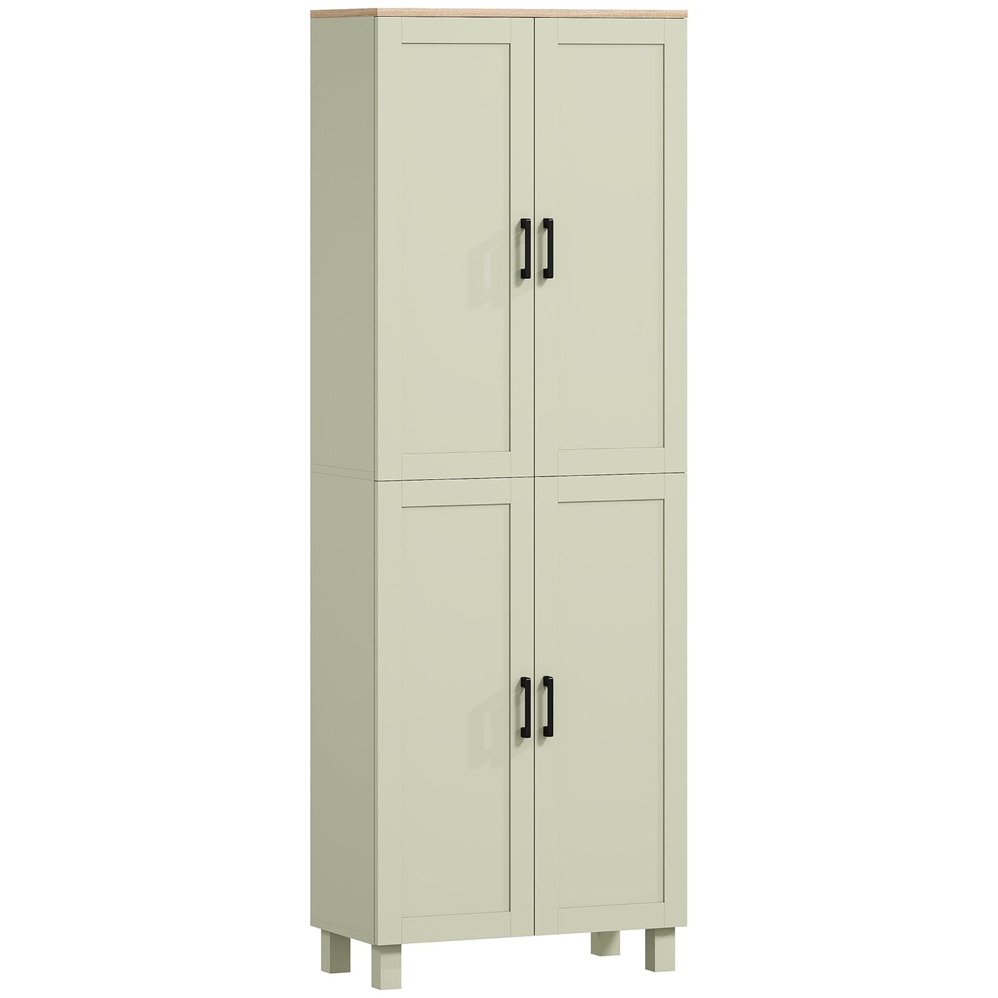 Freestanding Kitchen Cupboard, 4-Door Storage Cabinet with Adjustable Shelves, Modern Kitchen Pantry for Dining Room, 170cm, Green