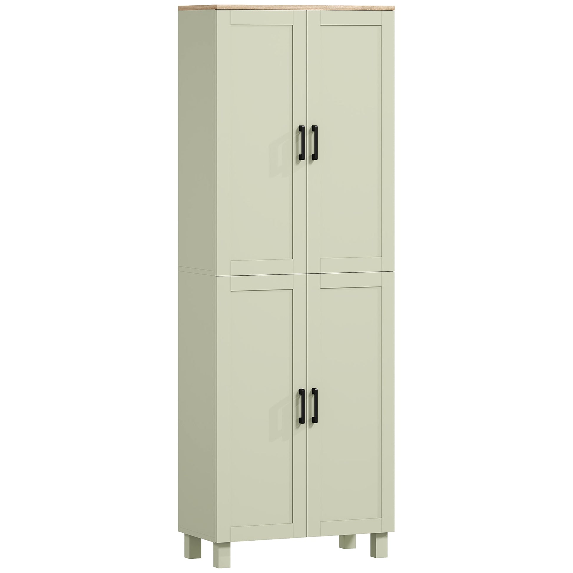 Freestanding Kitchen Cupboard, 4-Door Storage Cabinet with Adjustable Shelves, Modern Kitchen Pantry for Dining Room, 170cm, Green