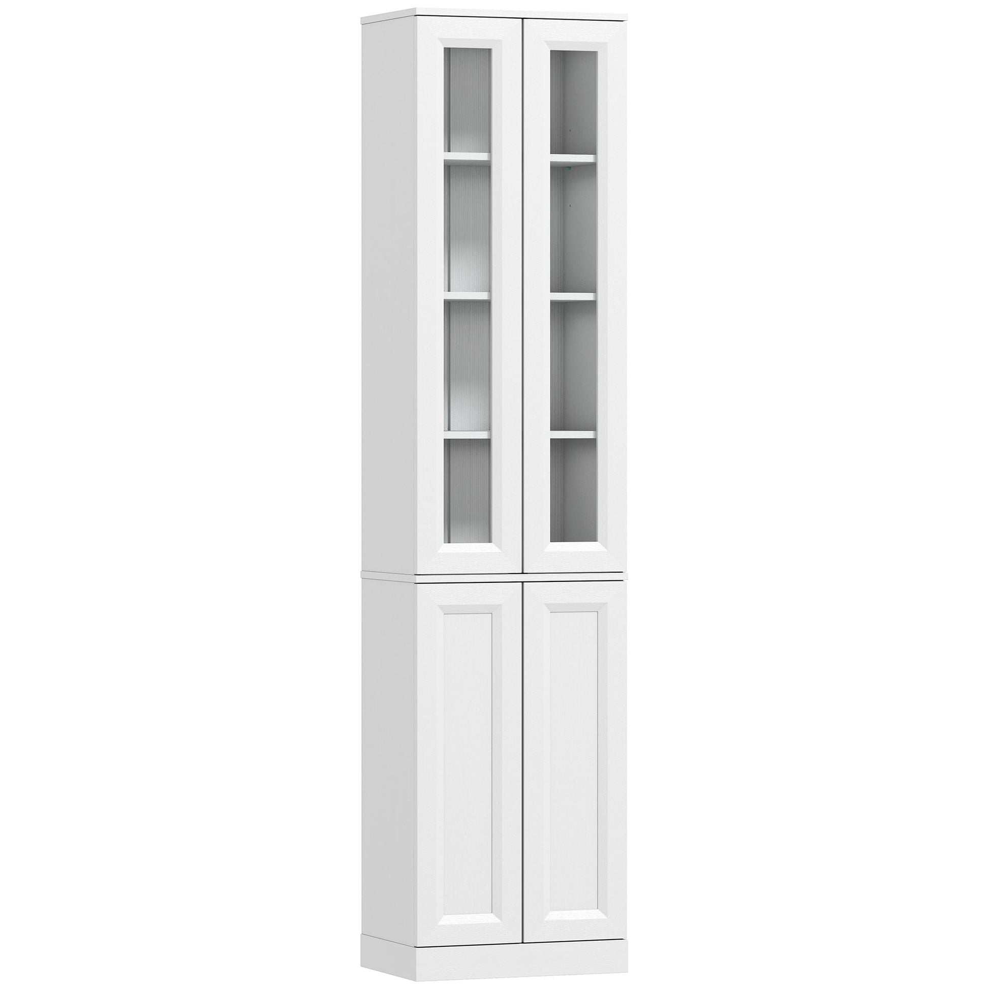Tall Bathroom Storage Cabinet, 6-Tier Slim Freestanding Bathroom Cabinet with Adjustable Shelf, 4 Soft-Close Doors, Storage Unit for Small Space, 38 x 26 x 160 cm, White