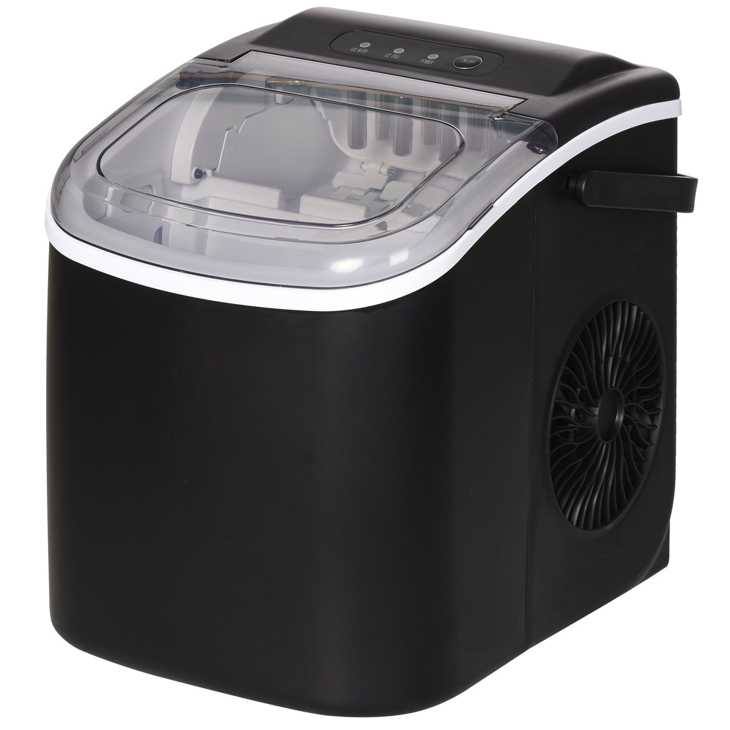 HOMCOM Ice Maker Machine Counter Top, 12Kg in 24 Hrs, 9 Cubes Ready in 6-12Mins, Portable Ice Cube Maker with Ice Scoop and Basket, Black