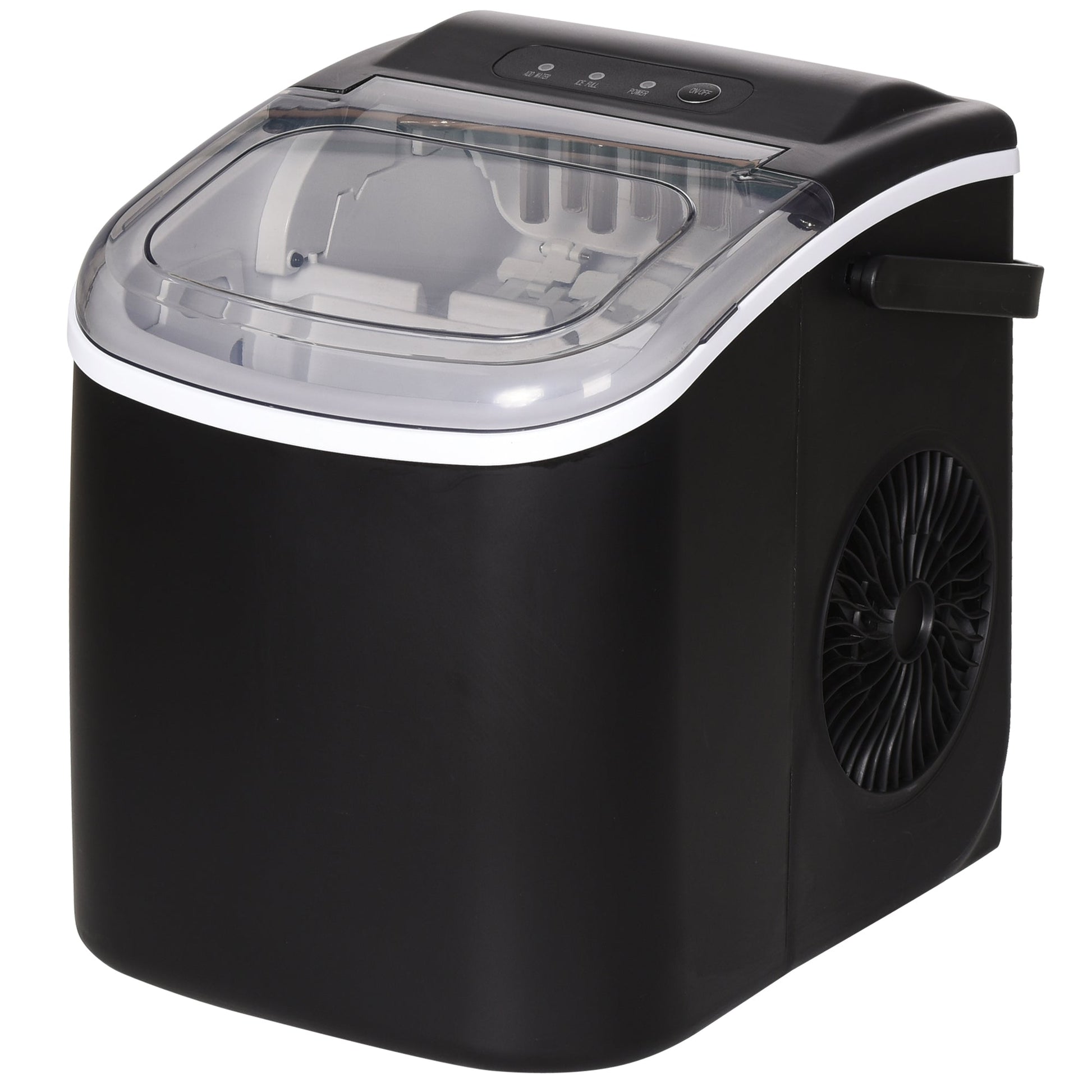 HOMCOM Ice Maker Machine Counter Top, 12Kg in 24 Hrs, 9 Cubes Ready in 6-12Mins, Portable Ice Cube Maker with Ice Scoop and Basket, Black