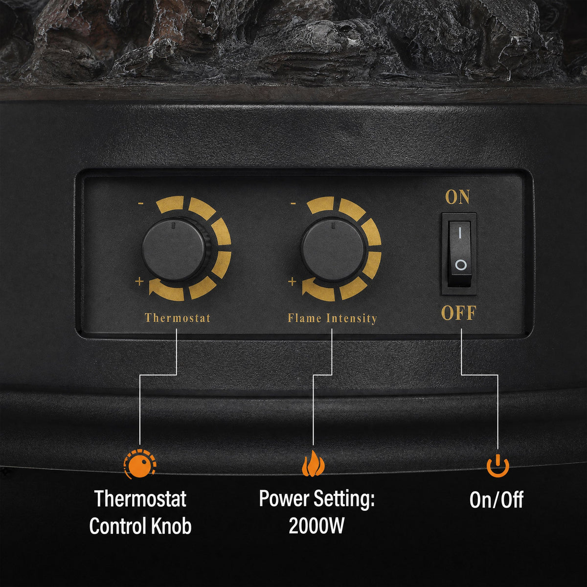 3-Sided Electric Fireplace Stove, 2000W Freestanding Log Burner, Portable Electric Fire Fan Heater with LED Flame Effect, Adjustable Thermostat, Overheat Protection, Black