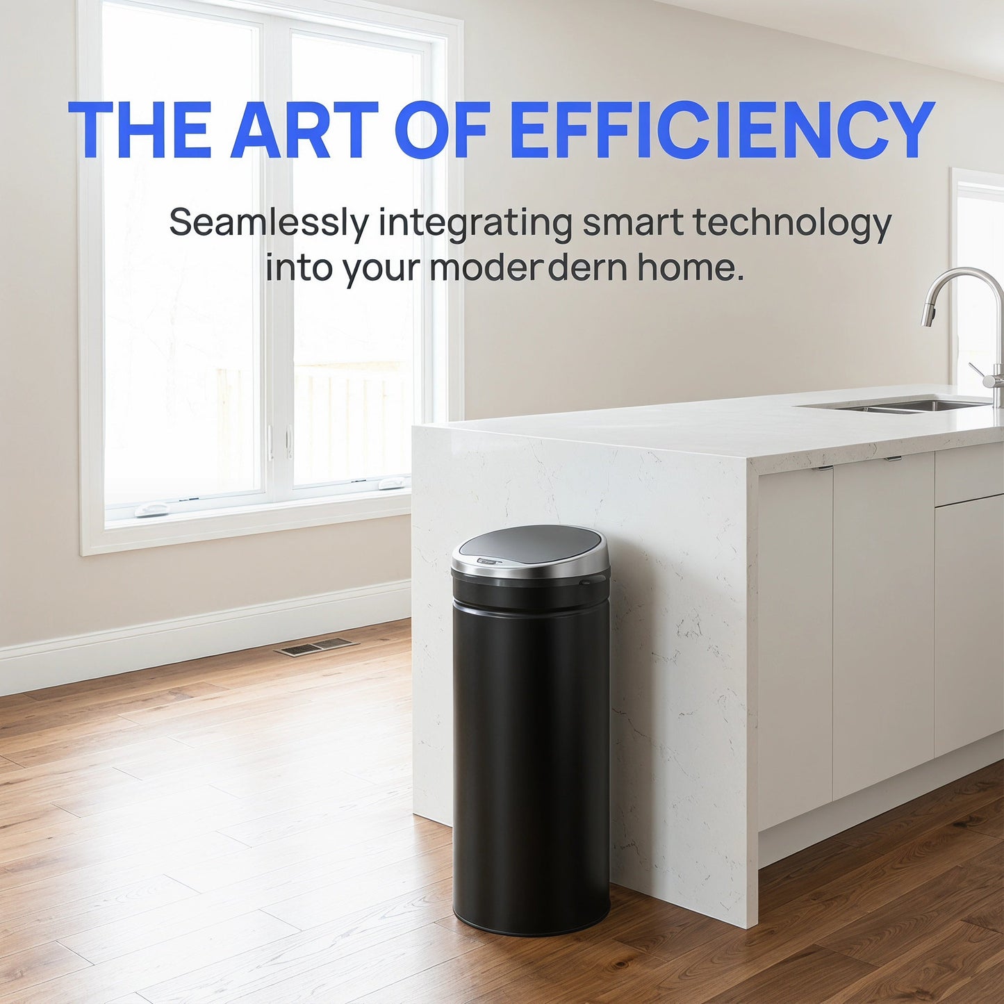 50L Sensor Bin with Quiet Soft-Close Lid, Automatic Touchless Motion Sensor Rubbish Bin with Fingerprint Resistant, Stainless Steel for Hygienic Kitchen, Home Office Use, Black