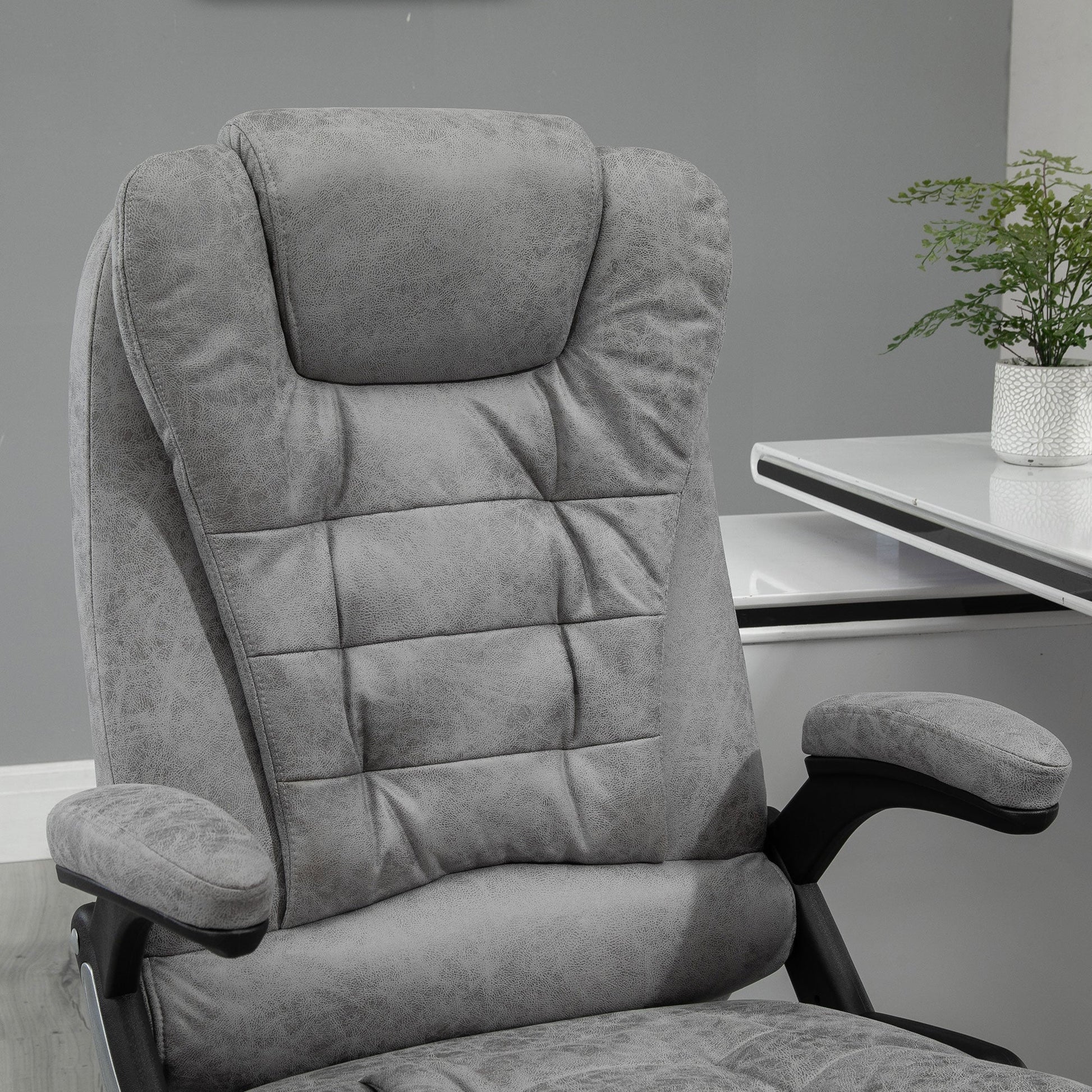 Vinsetto Office Chair, Ergonomic Desk Chair with 6-Point Massage and Back Heated, Microfiber Cloth Computer Gaming Chair with Arms, Lumbar Support, Gray