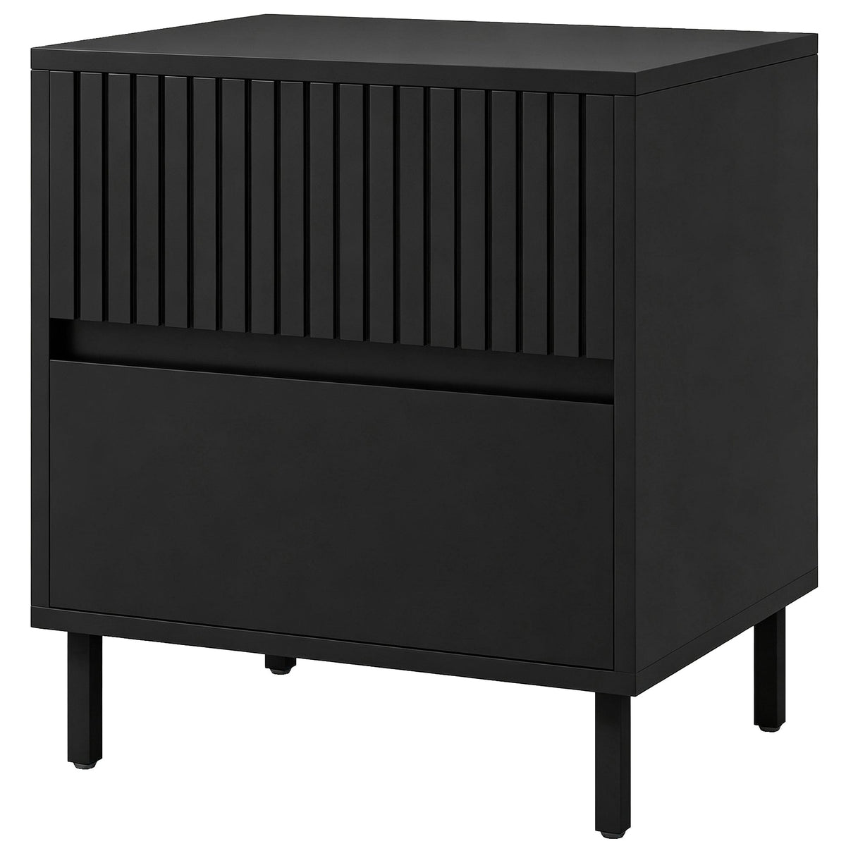 Bedside Table, Side Table with 2 Drawers, Bedside Cabinet with Storage and Steel Legs for Bedroom, Living Room, Black