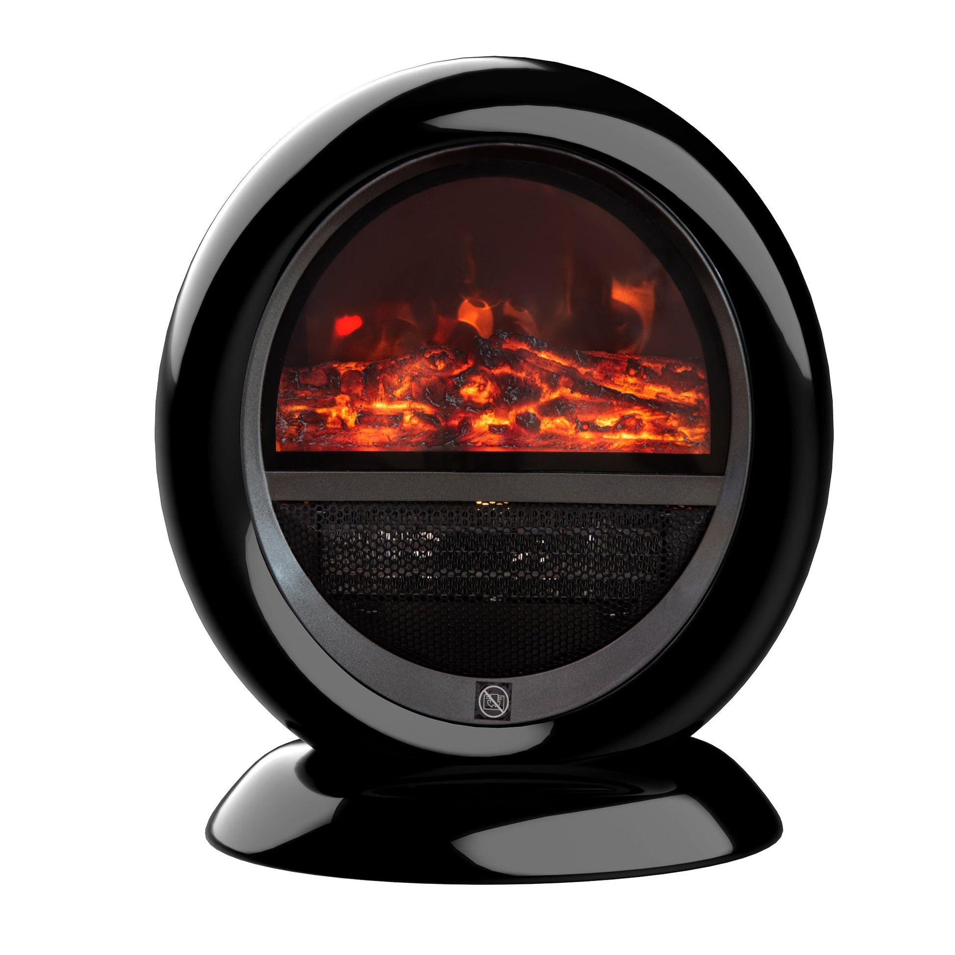 Freestanding Electric Fireplace Indoor Space Table Top Heater with Realistic Flame Effect, Rotatable Head, Overheating Protection, 1500W, Black