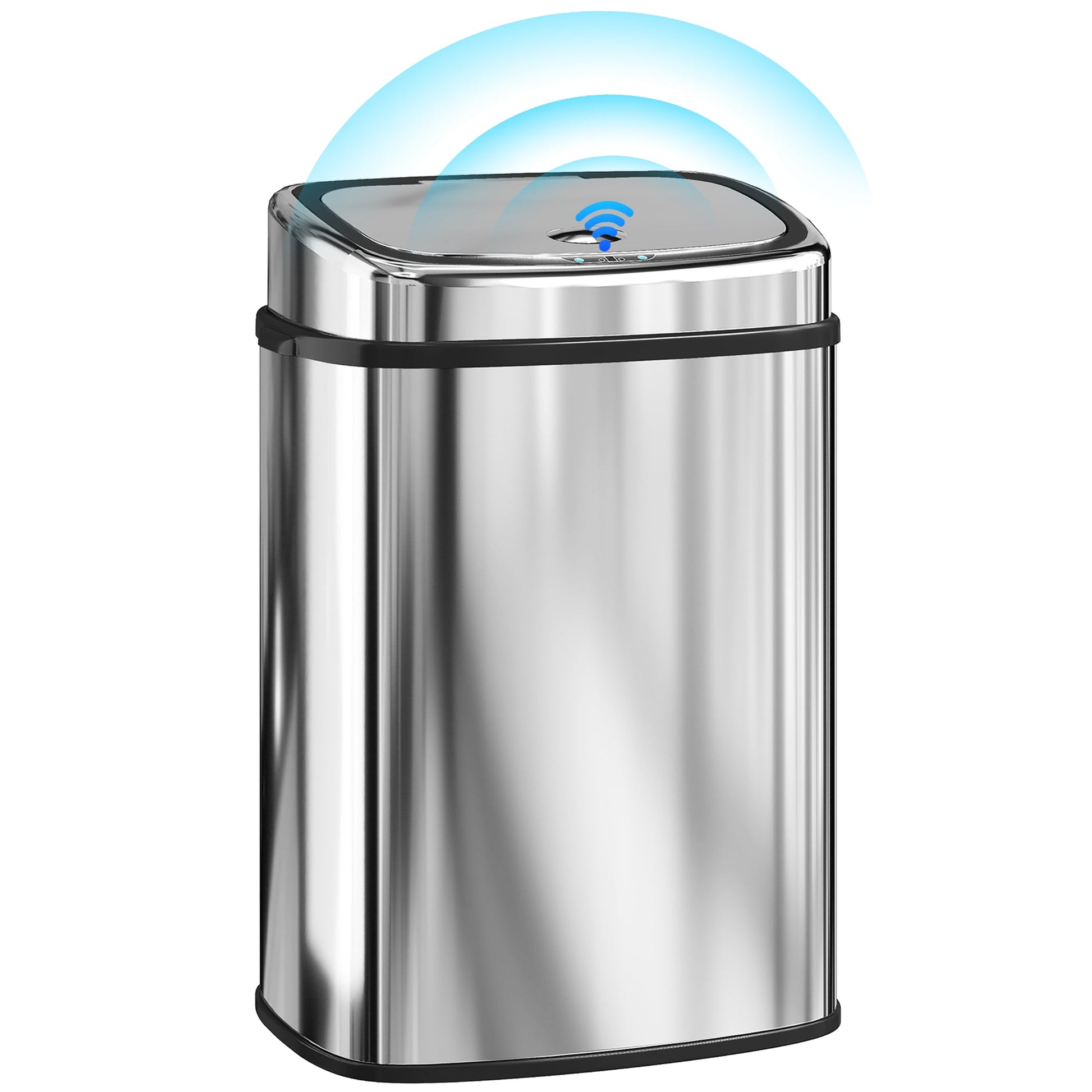 50L Sensor Bin with Soft-Close Lid, Automatic Touchless Motion Sensor Kitchen Bin with Fingerprint Resistant Stainless Steel for Hygienic Gyms, Home Office Use, Silver Tone