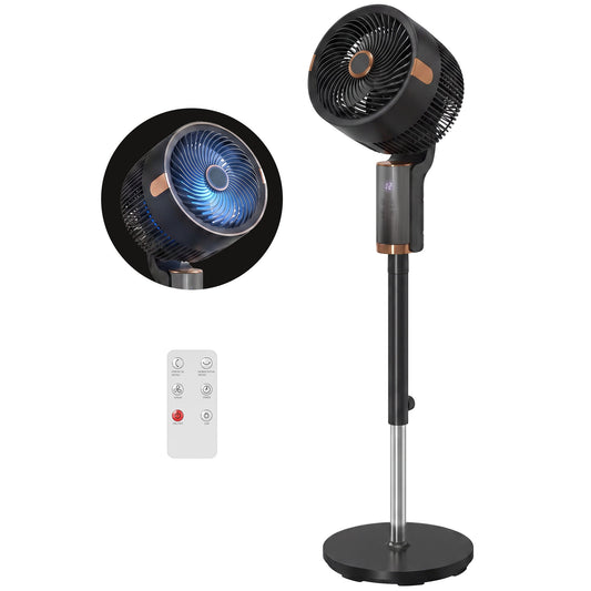 20 dB Silent Standing Fan for Bedroom, 44" Pedestal Fan with 55° Oscillating, 90° Vertical Tilt, 8 Speeds, LED Light, Remote Control, 12H Timer, Adjustable Height, Black