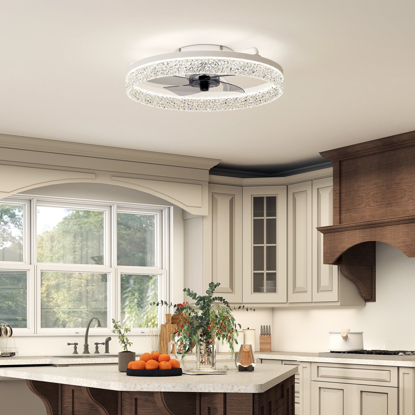 Ceiling Fans with Lights and Remote & App Control, 50 cm Modern LED Ceiling Fan Light with 3 Colour Temperatures, 6 Speed, Timer, Dimmable, Quiet Reversible DC Motor, for Bedroom, Study, White