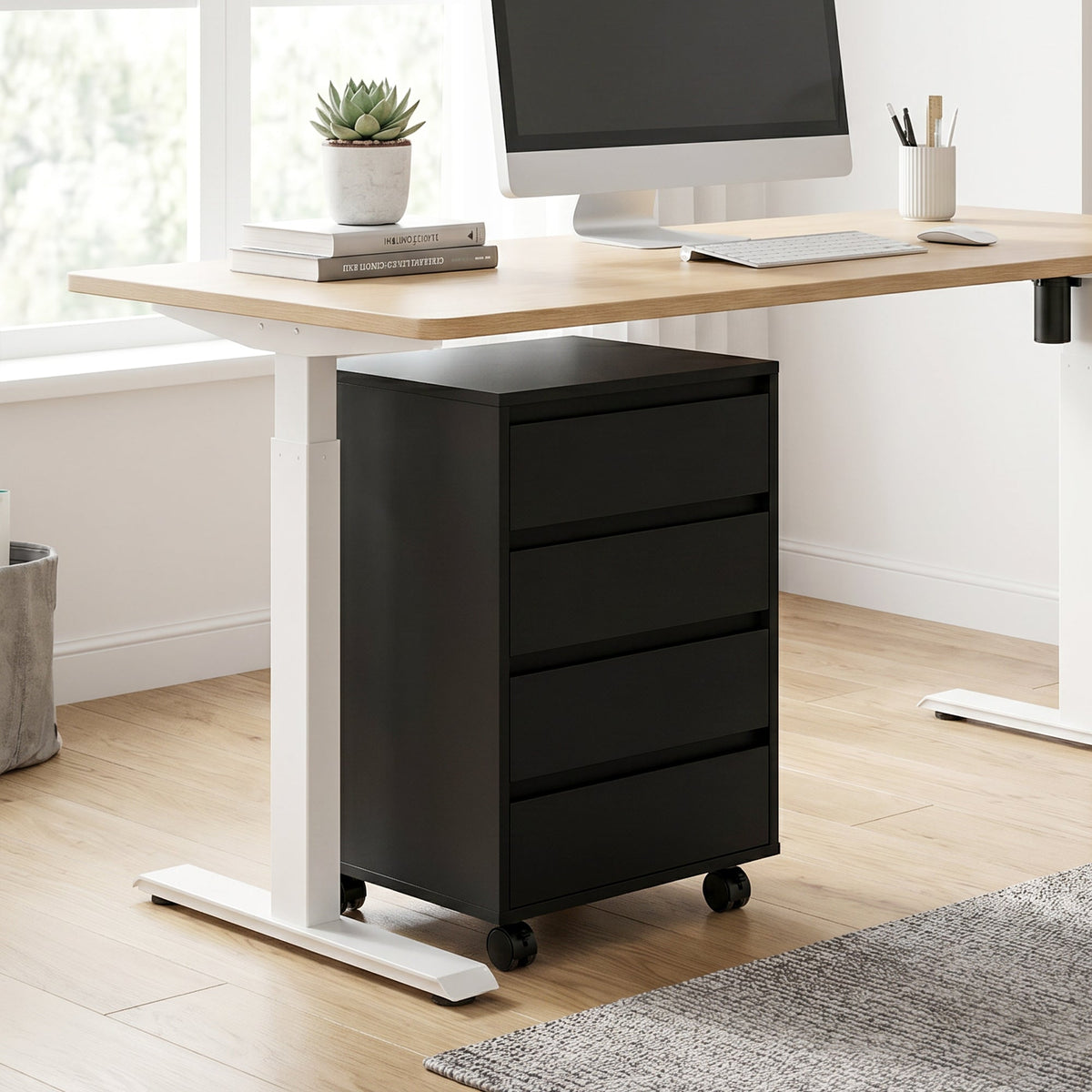 Mobile Filing Cabinet with 4 Drawers, Under Desk Storage Cabinet for Home Office, Black