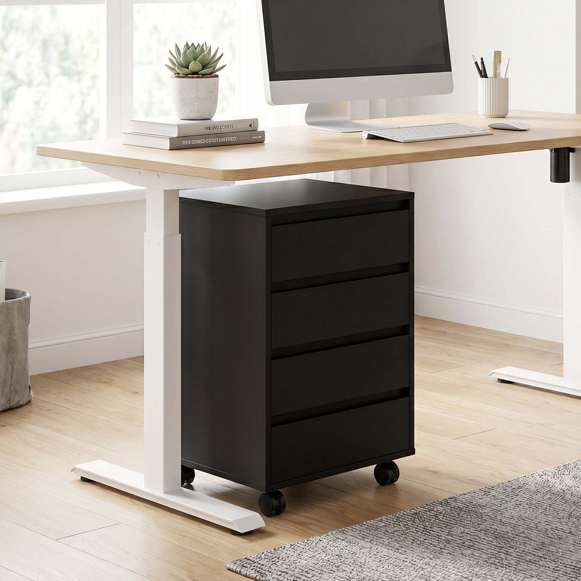Mobile Filing Cabinet with 4 Drawers, Under Desk Storage Cabinet for Home Office, Black